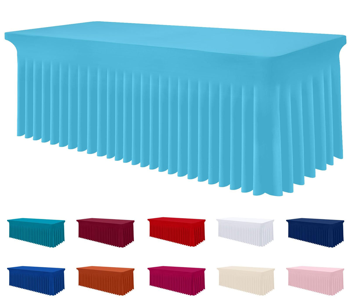 Smiry Spandex Elastic Fitted Table Cloth Skirt for 6FT Rectangle Table | Stretch Washable Table Cloth, Banquet Table Cover for Wedding, Party, Indoor & Trade Shows, (Black, 72Lx30Wx30H)