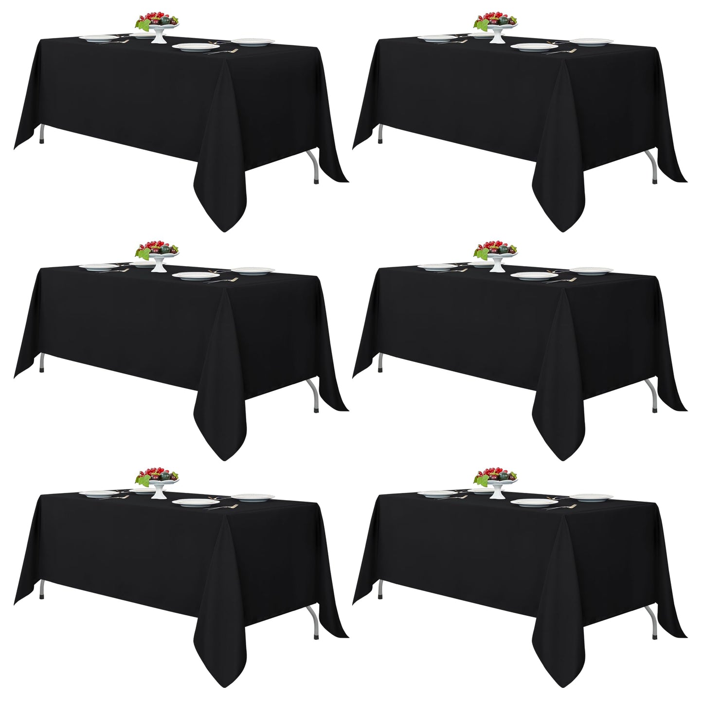Fitable 6 Pack White Table Cloths 70x120 Inch for 6-8 Ft Rectangle Tables | Stain & Wrinkle Resistant, Washable Polyester Covers for Wedding Party Dining Banquet Event Catering Reception