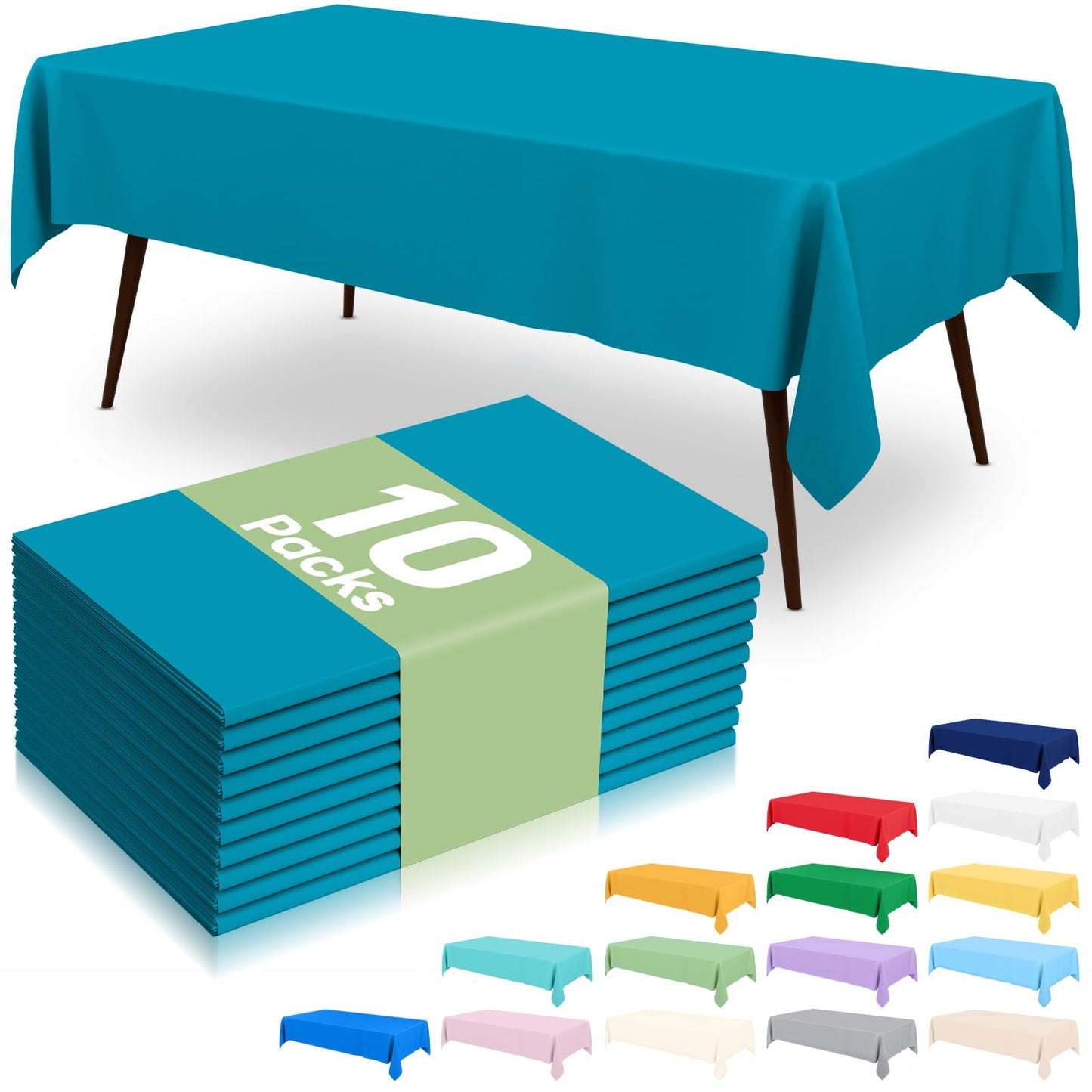 6 Packs Disposable Plastic Table Cloth, 54 x 108 Inch Waterproof Rectangle Tablecloth, Leakproof & Sturdy Decorative Table Covers for Party, Outdoor and Back to School, Black