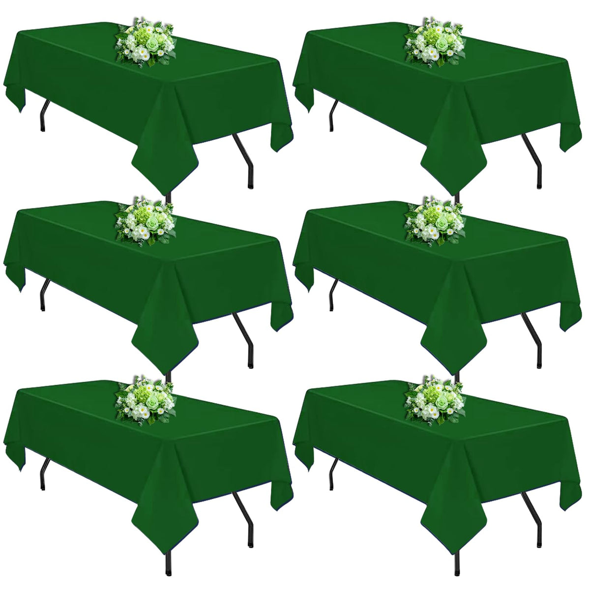 FINDYOU 10 Pack White Table Cloth Rectangle Table 60 x 102 Inch Tablecloths for 6 Foot Rectangle Tables. Stain and Winkle Resistant Polyester Washable White TableCloths for Parties Wedding Dining