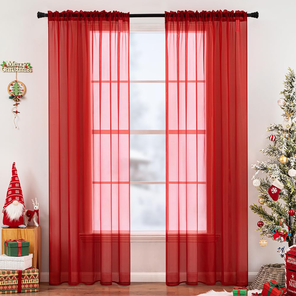 MIULEE 2 Panels White Sheer Curtains for Living Room 54 X 84 Inches | Window, Solid Color, Elegant Window Voile Panels, Bedroom, Living Room, Drapes, Treatment