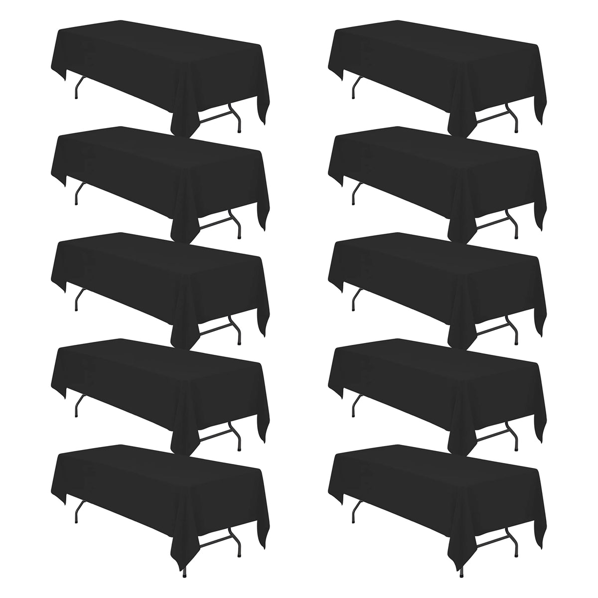 BRILLMAX 6 Pack Ivory Tablecloths 90x132 Inch for 6ft Rectangle Tables | 150 GSM Polyester Fabric, Floor Length Drop, Water, Stain & Wrinkle Resistant Cloth Cover for Wedding Reception Banquet Party