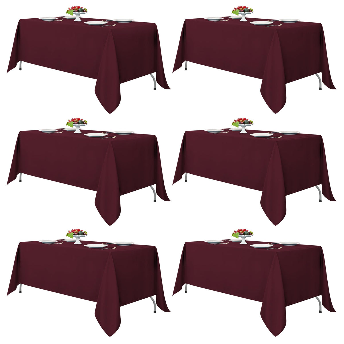 Fitable 6 Pack White Table Cloths 70x120 Inch for 6-8 Ft Rectangle Tables | Stain & Wrinkle Resistant, Washable Polyester Covers for Wedding Party Dining Banquet Event Catering Reception