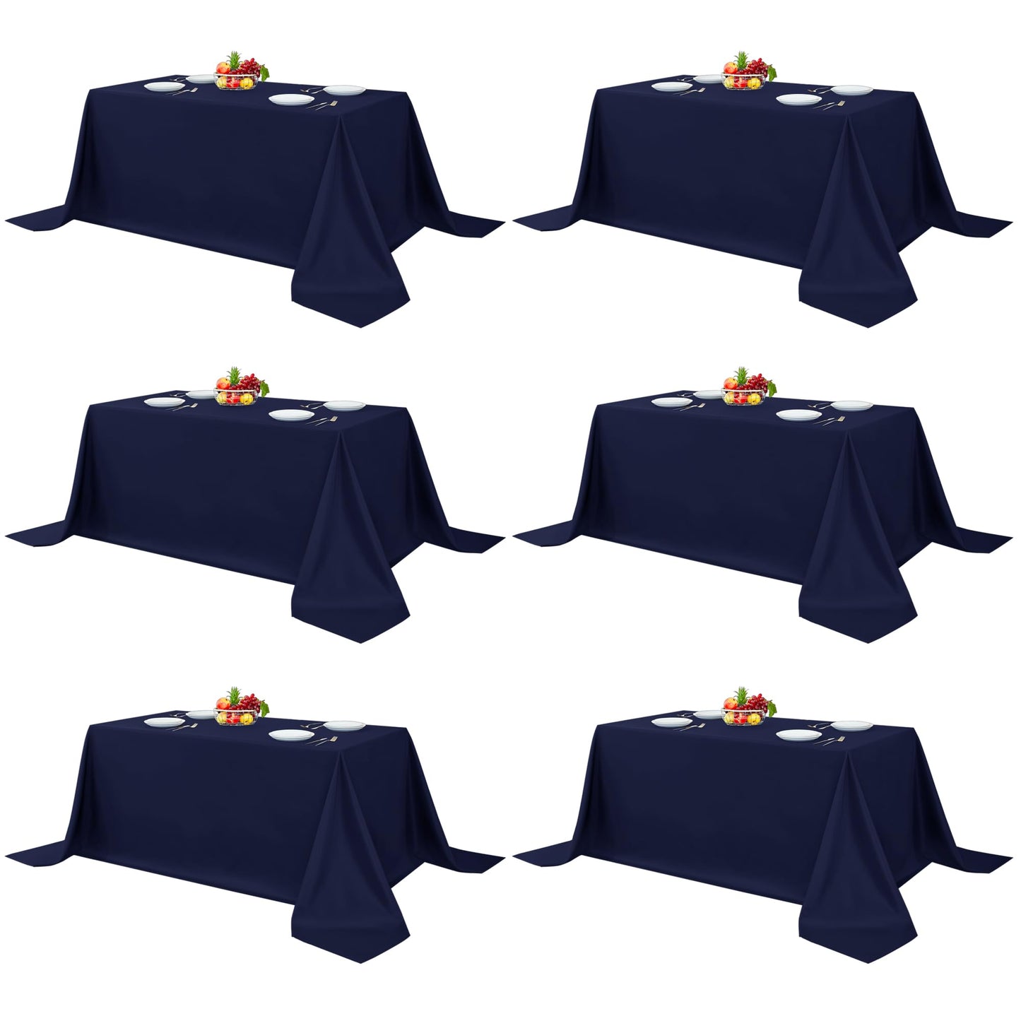 Fitable 6 Pack White Table Cloths 70x120 Inch for 6-8 Ft Rectangle Tables | Stain & Wrinkle Resistant, Washable Polyester Covers for Wedding Party Dining Banquet Event Catering Reception