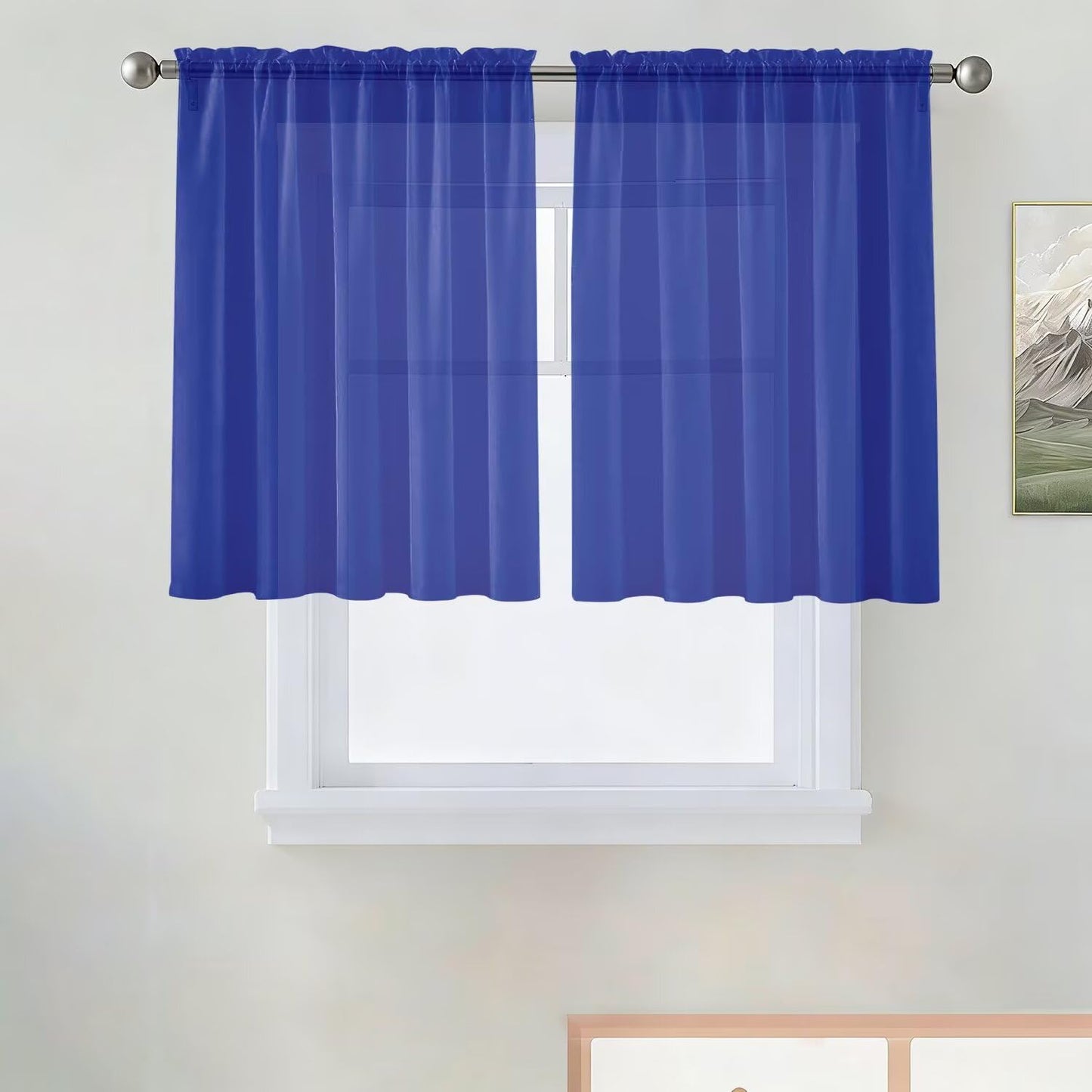 SpaceDresser Basic Rod Pocket Sheer Voile Window Curtain Panels White 1 Pair 2 Panels 52 Width 84 Inch Long for Kitchen Bedroom Children Living Room Yard(White,52 W x 84 L)
