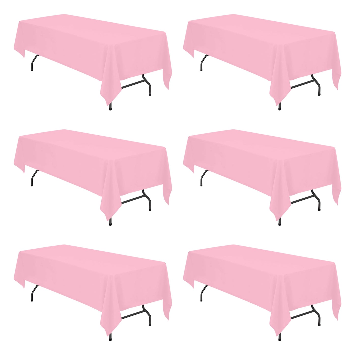 BRILLMAX 6 Pack Ivory Tablecloths 90x132 Inch for 6ft Rectangle Tables | 150 GSM Polyester Fabric, Floor Length Drop, Water, Stain & Wrinkle Resistant Cloth Cover for Wedding Reception Banquet Party