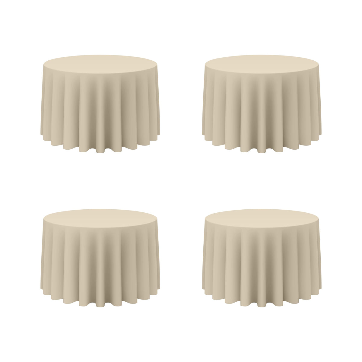 BRILLMAX 4 Pack Ivory Round Tablecloths 108 Inch for 48" Tables | 150 GSM Polyester Fabric, Floor Length Drop, Water, Stain & Wrinkle Resistant Cloth Cover for Wedding Reception Banquet Party