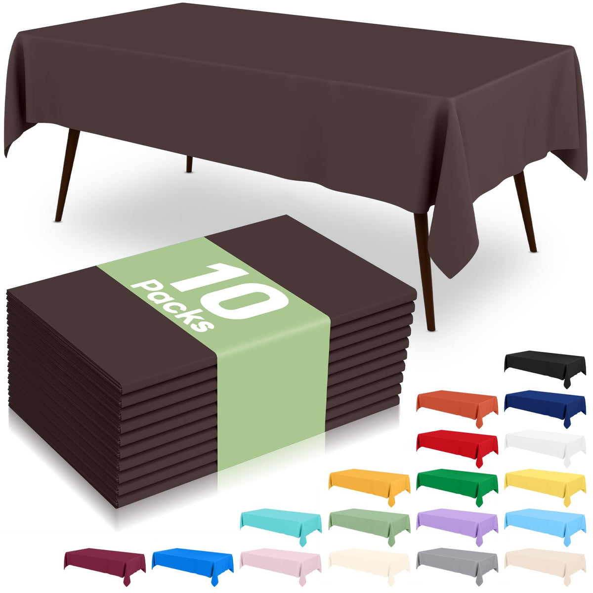 6 Packs Disposable Plastic Table Cloth, 54 x 108 Inch Waterproof Rectangle Tablecloth, Leakproof & Sturdy Decorative Table Covers for Party, Outdoor and Back to School, Black