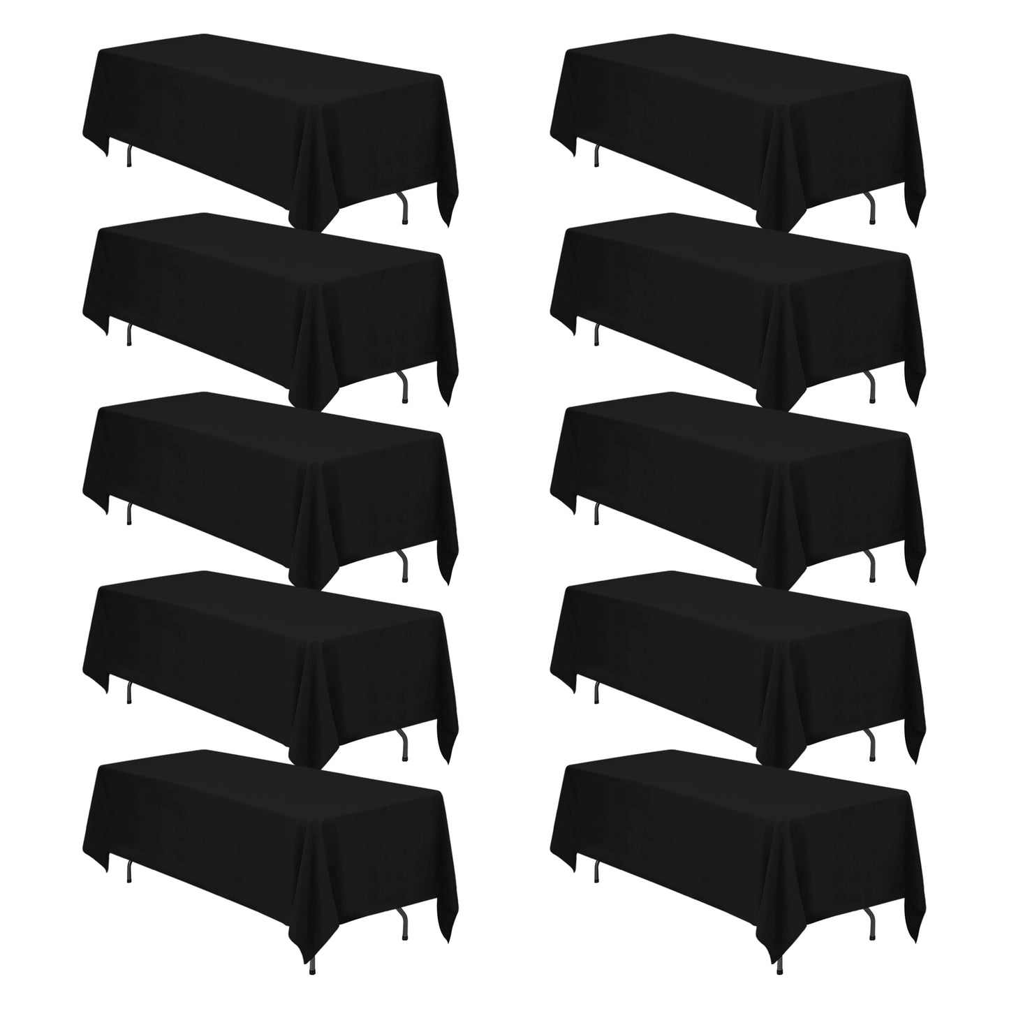 BRILLMAX 6 Pack Ivory Tablecloths 90x132 Inch for 6ft Rectangle Tables | 150 GSM Polyester Fabric, Floor Length Drop, Water, Stain & Wrinkle Resistant Cloth Cover for Wedding Reception Banquet Party