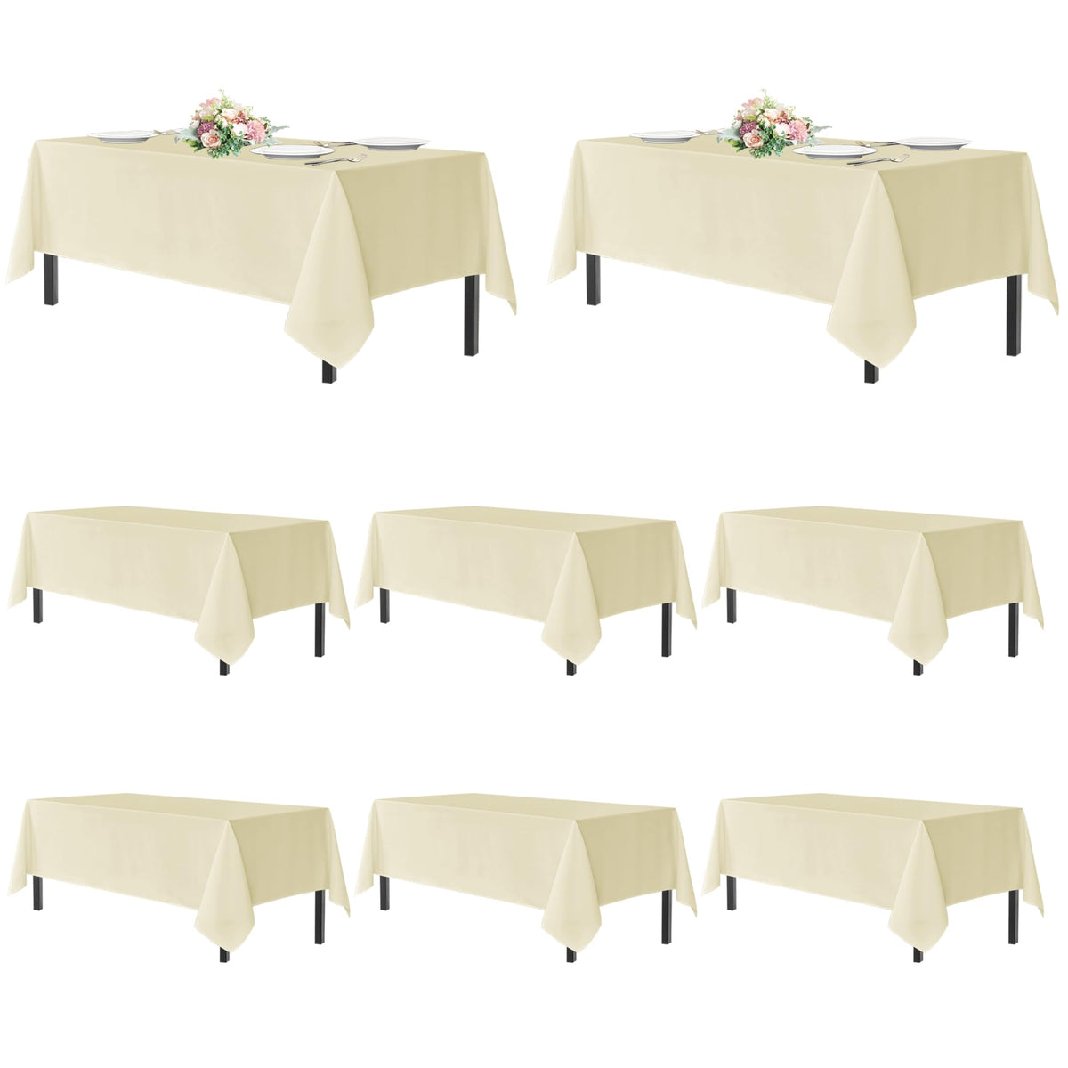 sancua 2 Pack White Table Cloth 60x102 Inch for 6 Feet Rectangle Tables | Stain and Wrinkle Resistant Washable Polyester Tablecloth Cover for Dining Tables, Wedding Buffet Parties and Camping