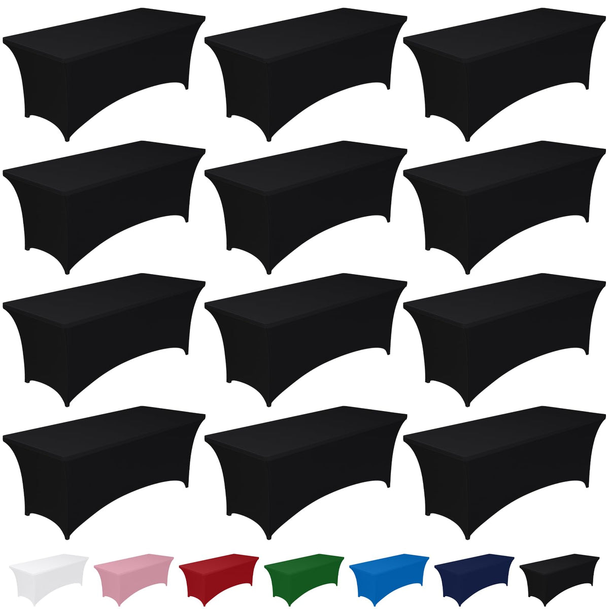Pureegg Spandex Tablecloth 6ft 2 Pack Black | Table Cloth for Rectangle Table Wrinkle-Free and Stretch, Rectangle,Table Cover for Party, Wedding, Banquet, Birthday