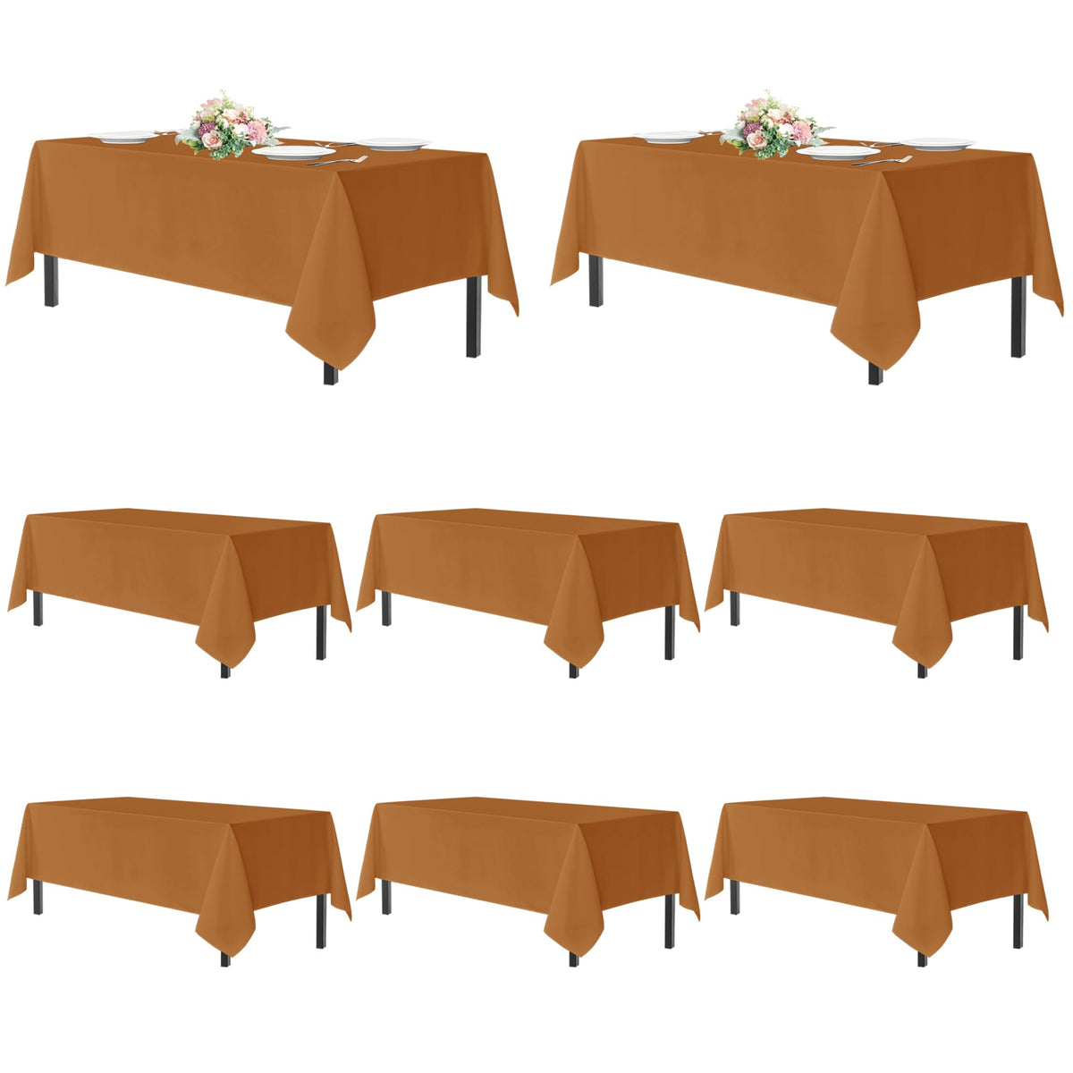 sancua 2 Pack White Table Cloth 60x102 Inch for 6 Feet Rectangle Tables | Stain and Wrinkle Resistant Washable Polyester Tablecloth Cover for Dining Tables, Wedding Buffet Parties and Camping