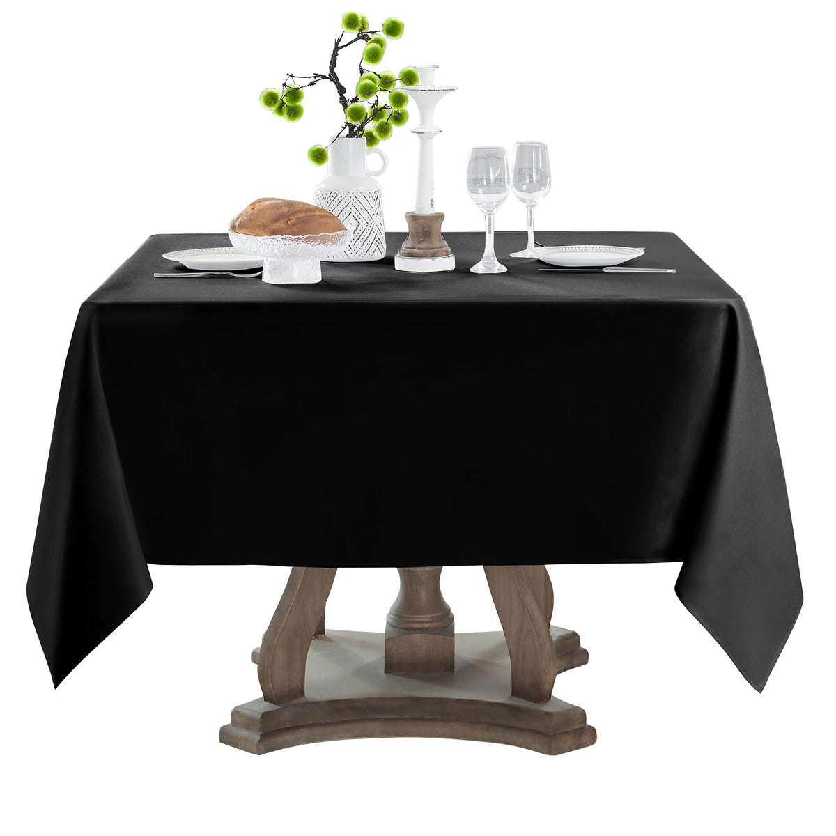 1 Pack White Rectangle Tablecloths 60x84 Inch for 4ft Tables | Washable Decorative Linen Polyester Table Cover for Dining Tables, Banquets Buffets Parties and Weddings
