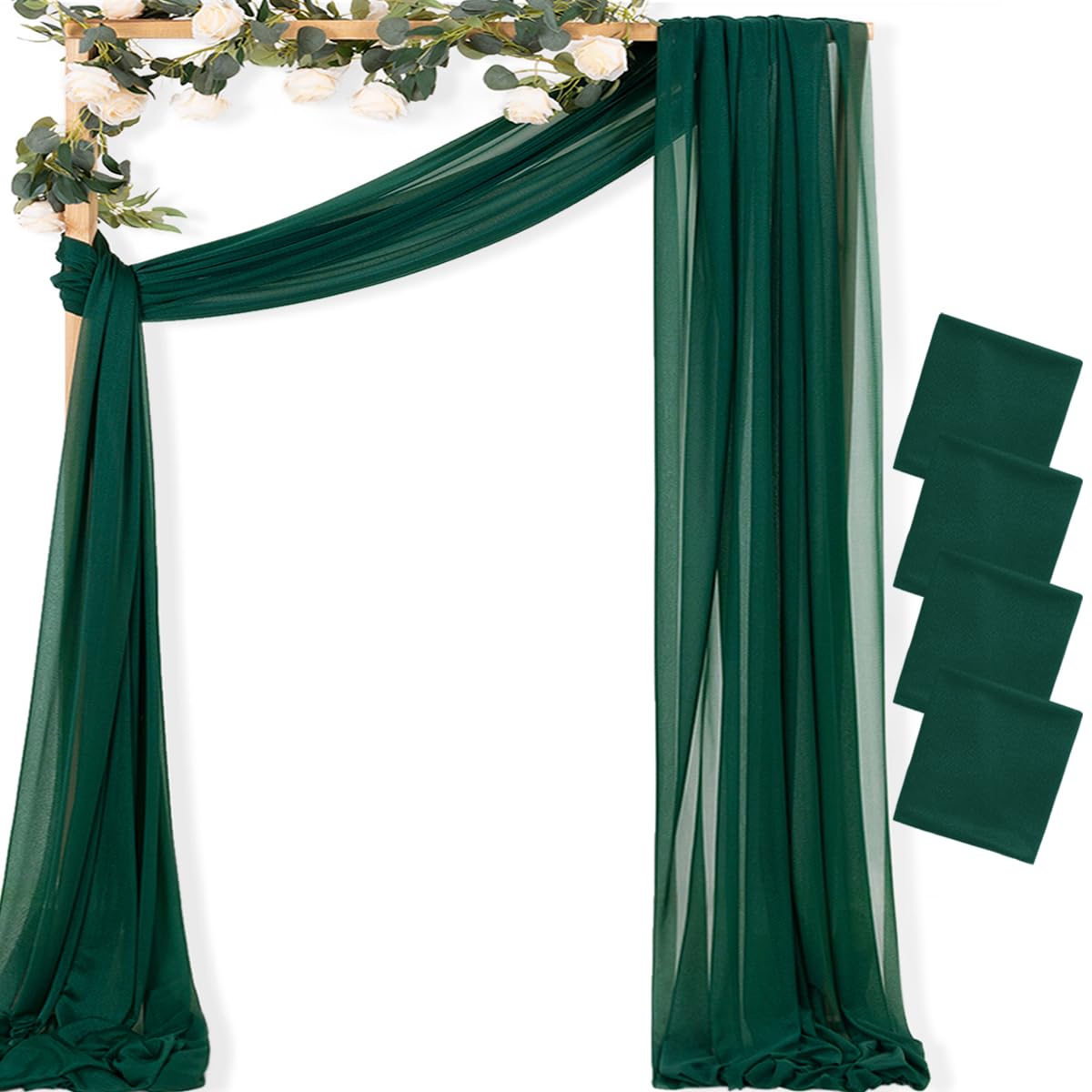 Sheer Gauze Wedding Arch Draping Fabric 29" x 20 FT 4 Panel Sage Green | Shimmery Gauze Drapes, Airy Backdrop Curtains, 6.6 Yard Outdoor Drapery Panels, Photo Background, Wedding Church Events Decor