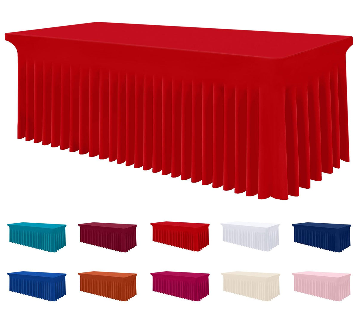 Smiry Spandex Elastic Fitted Table Cloth Skirt for 6FT Rectangle Table | Stretch Washable Table Cloth, Banquet Table Cover for Wedding, Party, Indoor & Trade Shows, (Black, 72Lx30Wx30H)