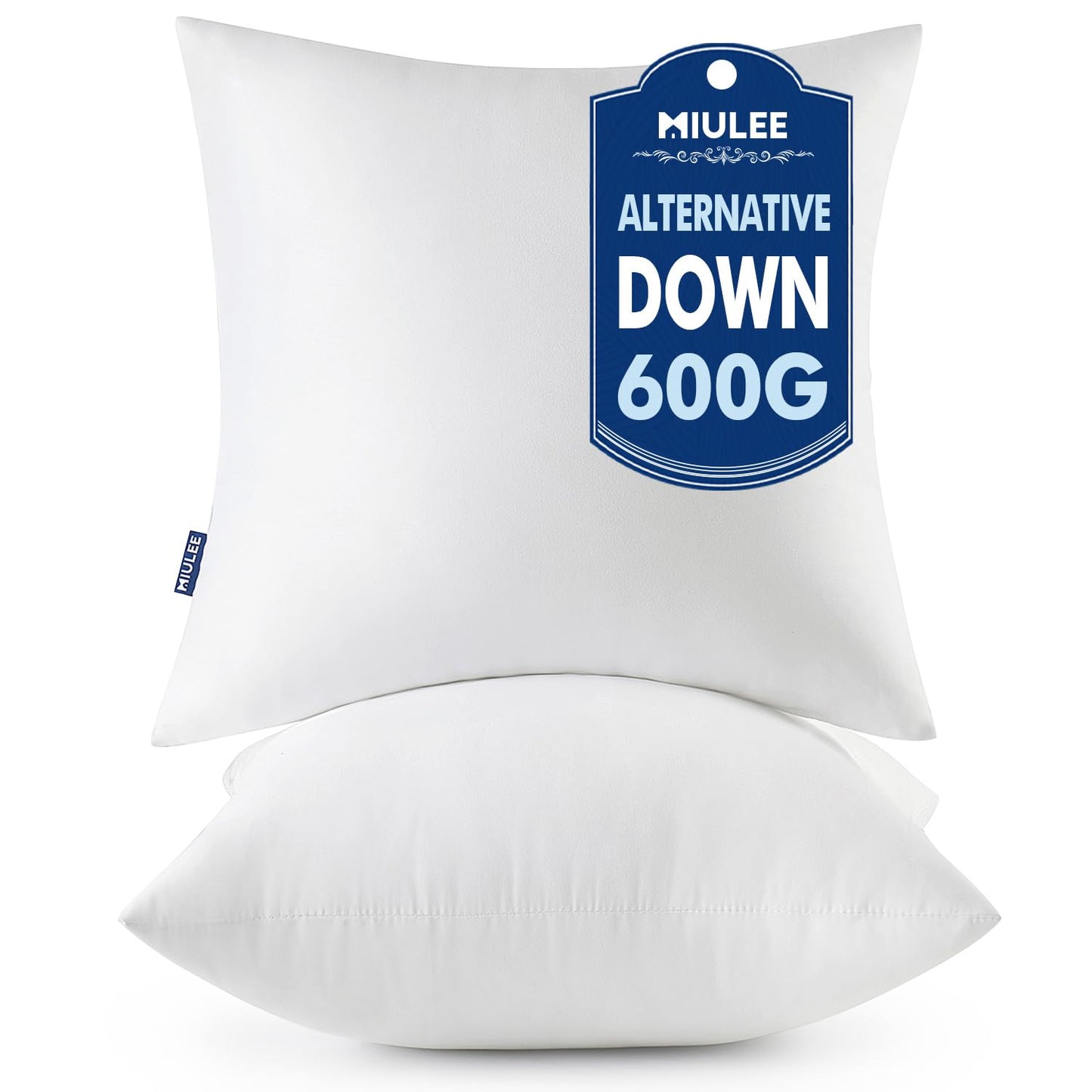 MIULEE 20x20 Throw Pillows Inserts 2 Pack, Decorative Pillows for Couch Bed | 100% Virgin Filling, Full and Fluffy, Lumbar, Back and Neck Support