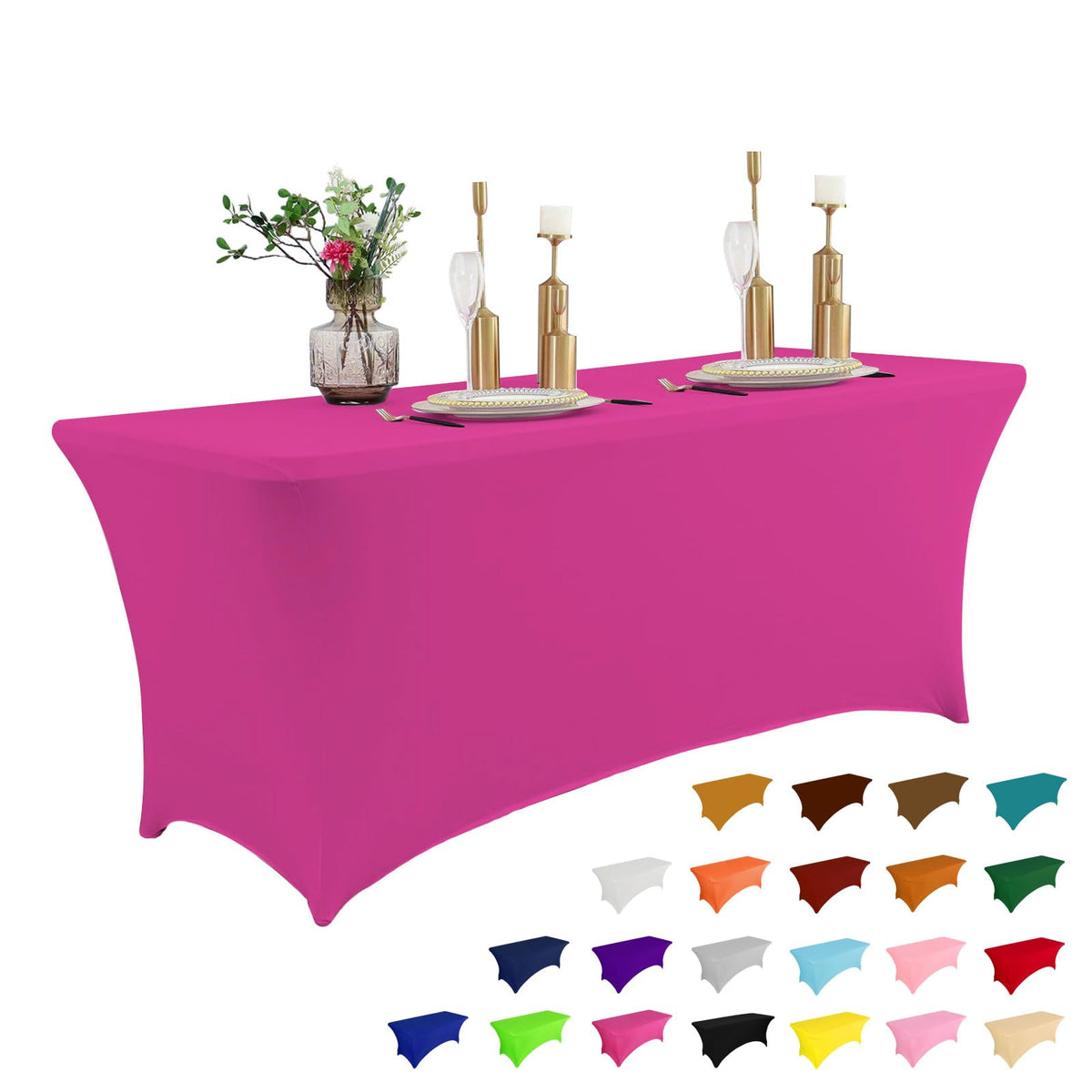 IVAPUPU 2 Pack 6FT Black Table Cloth for Rectangular Spandex Table Cover | Fitted Events Stretch Covers Washable Spandex Tablecloth Protector for Party, Wedding, Cocktail, Banquet, Festival