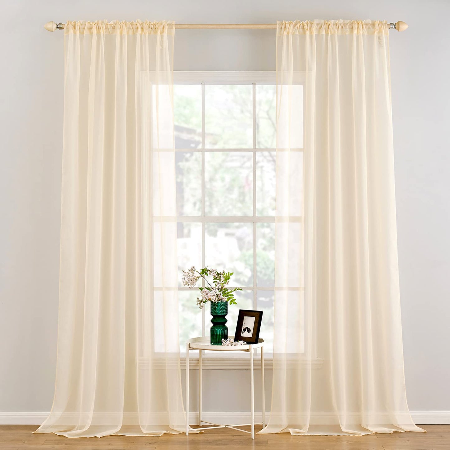MIULEE 2 Panels White Sheer Curtains for Living Room 54 X 84 Inches | Window, Solid Color, Elegant Window Voile Panels, Bedroom, Living Room, Drapes, Treatment