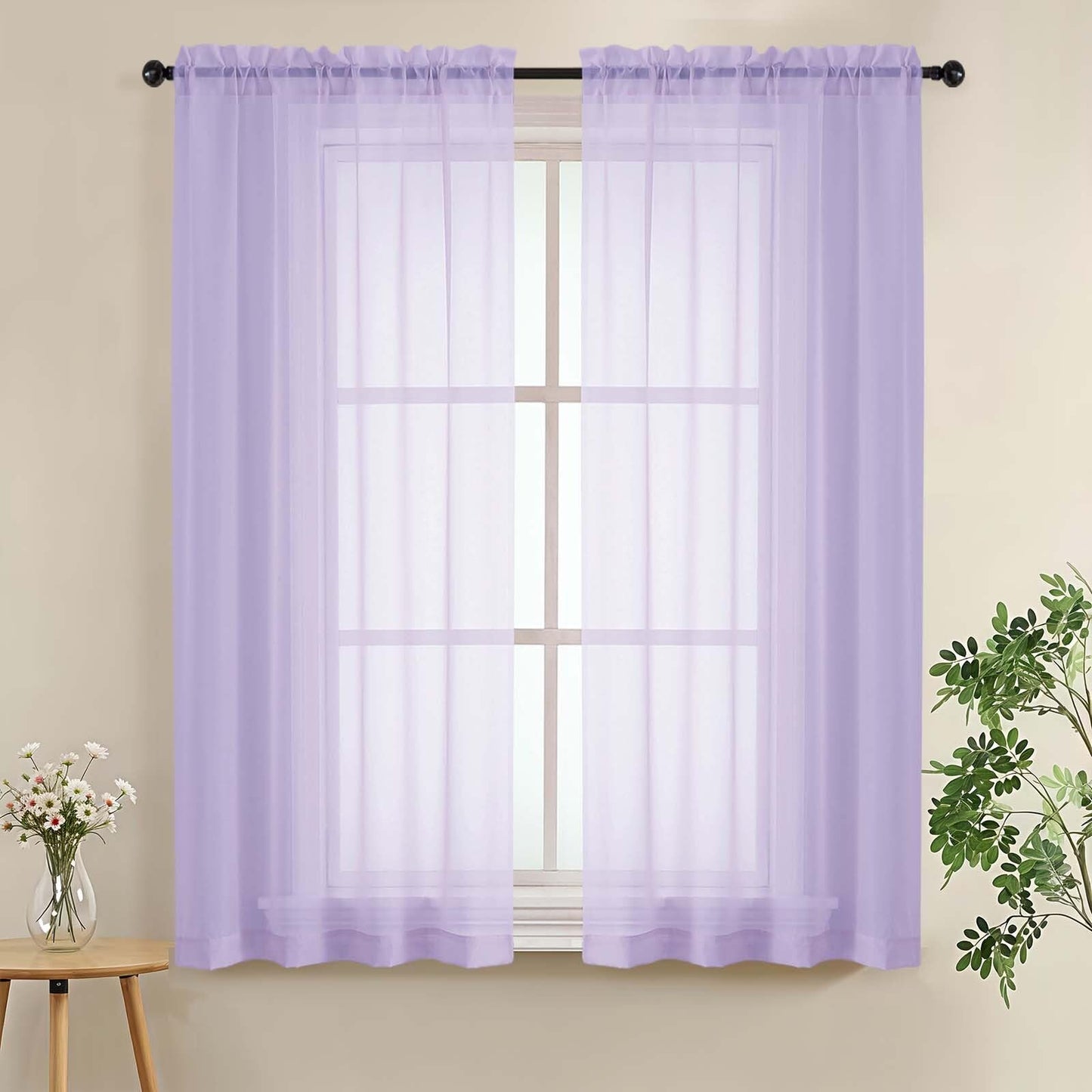 LIVEKID White Sheer Curtains 84 Inches Long 2 Panels - Light Filtering Breathable Voile Textured Sheer Curtains for Bedroom/Living Room, Rod Pocket Soft Elagant & Airy Solid Drapes, W42 x L84