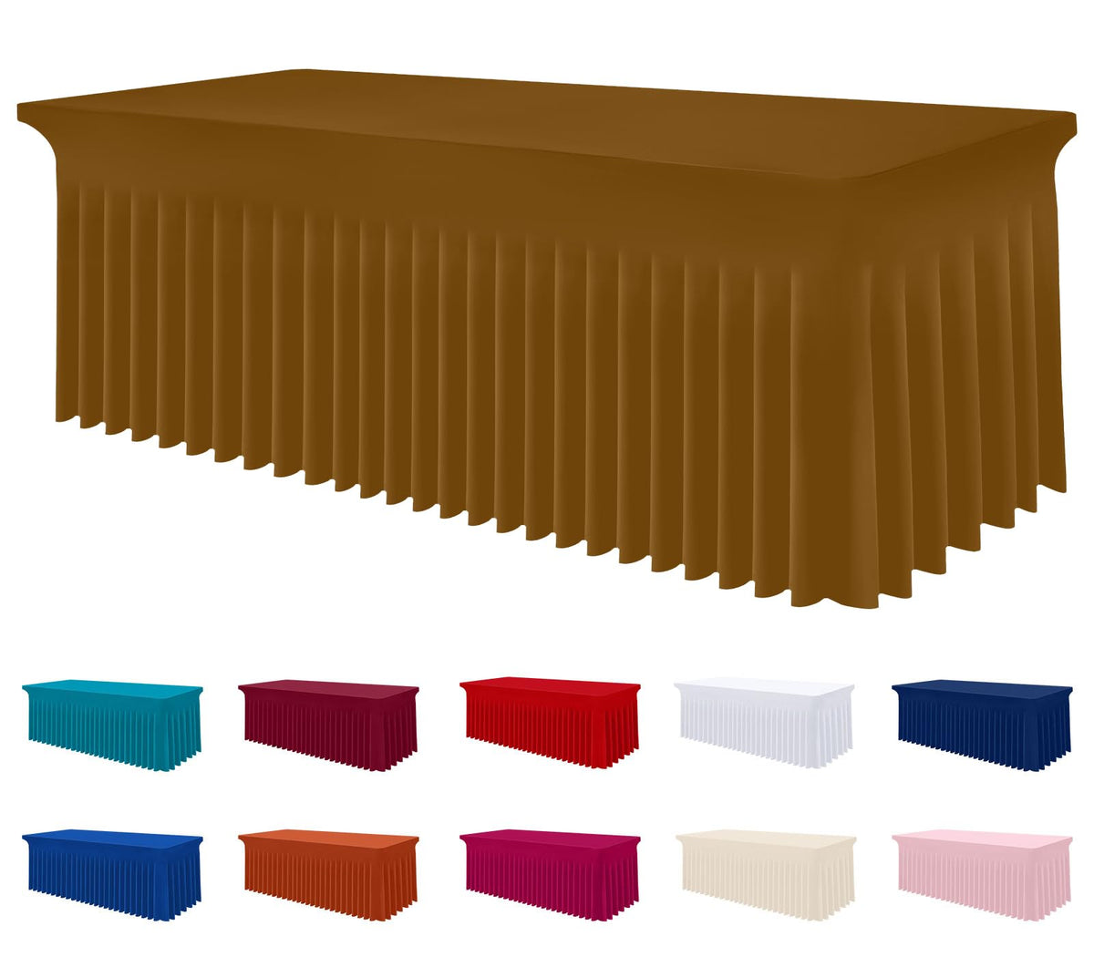 Smiry Spandex Elastic Fitted Table Cloth Skirt for 6FT Rectangle Table | Stretch Washable Table Cloth, Banquet Table Cover for Wedding, Party, Indoor & Trade Shows, (Black, 72Lx30Wx30H)