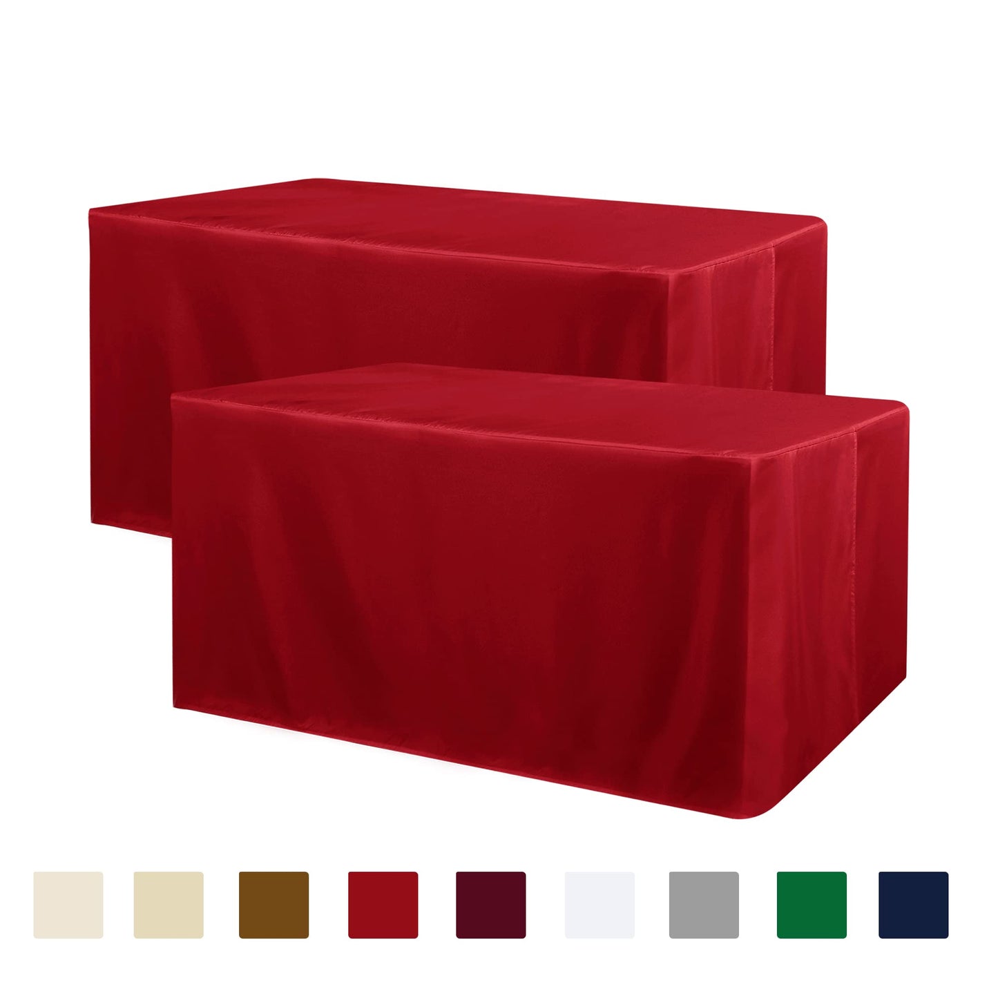 Obstal 2 Pack Table Clothes for 6 Foot Rectangle Tables - Water Resistant Washable Fabric Polyester Rectangle Table Cover Protector for Wedding, Banquet and Trade Shows, 72L x 30W x 30H Inches, White | Water Resistant Washable Fabric Polyester Rectangle T