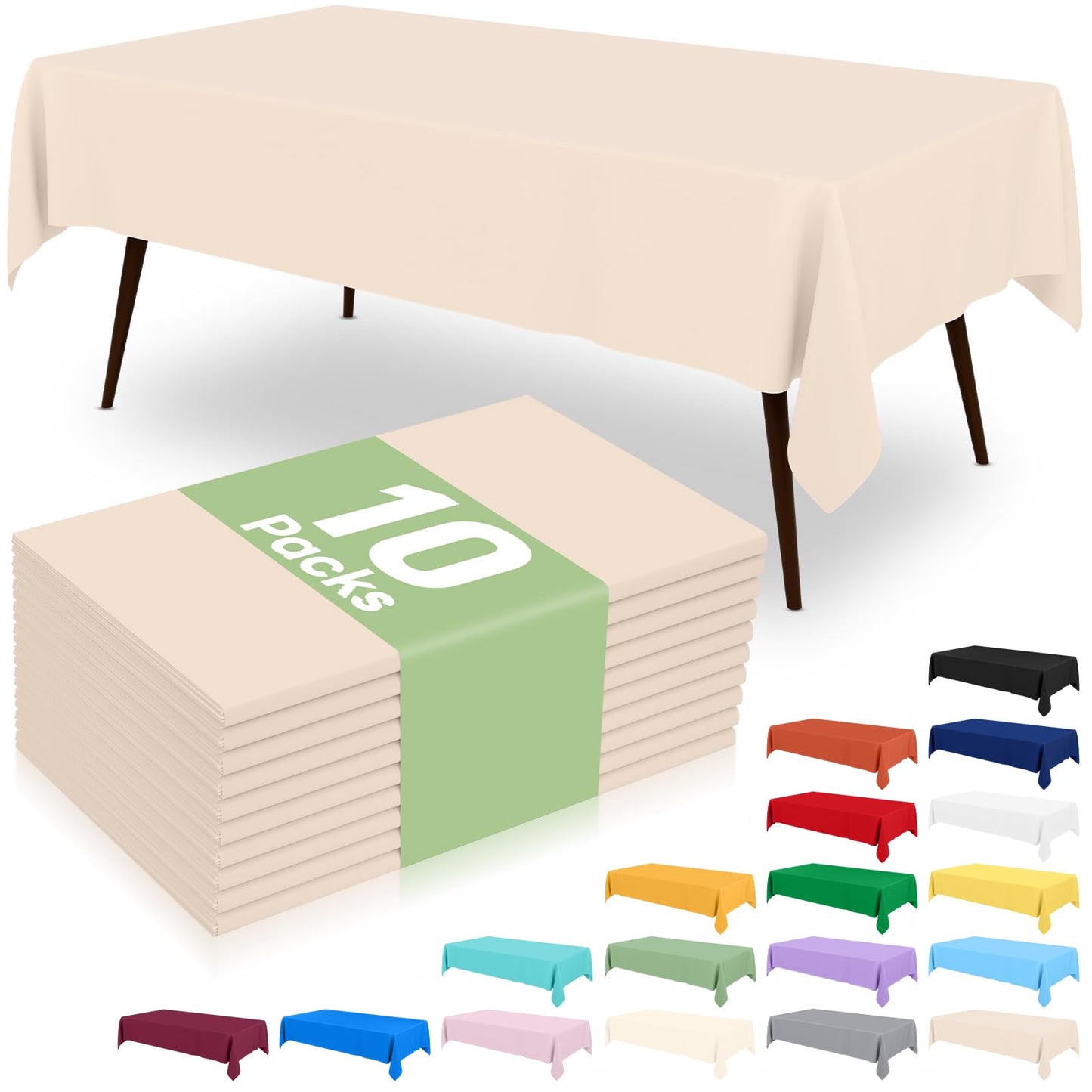 6 Packs Disposable Plastic Table Cloth, 54 x 108 Inch Waterproof Rectangle Tablecloth, Leakproof & Sturdy Decorative Table Covers for Party, Outdoor and Back to School, Black