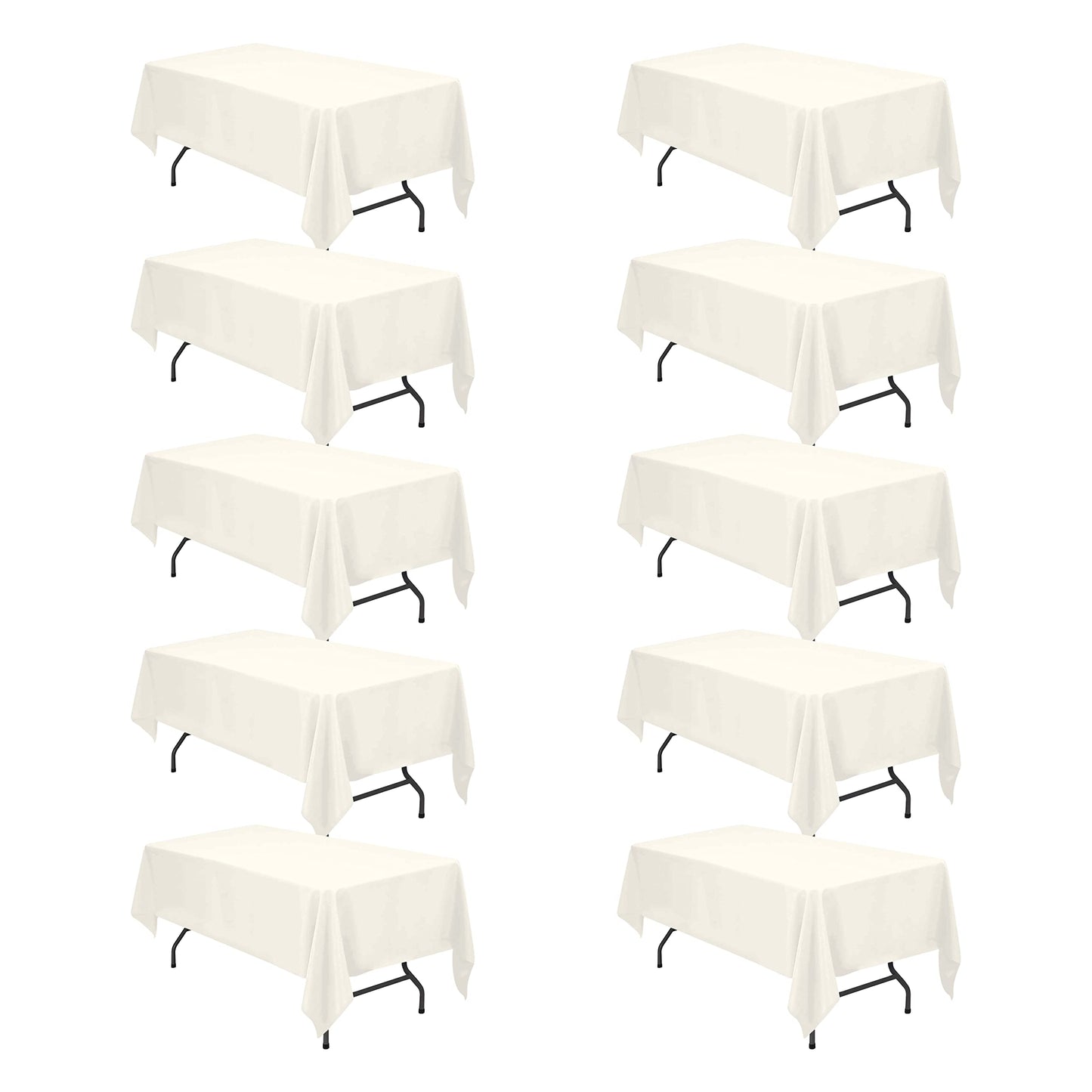 BRILLMAX 6 Pack Ivory Tablecloths 90x132 Inch for 6ft Rectangle Tables | 150 GSM Polyester Fabric, Floor Length Drop, Water, Stain & Wrinkle Resistant Cloth Cover for Wedding Reception Banquet Party