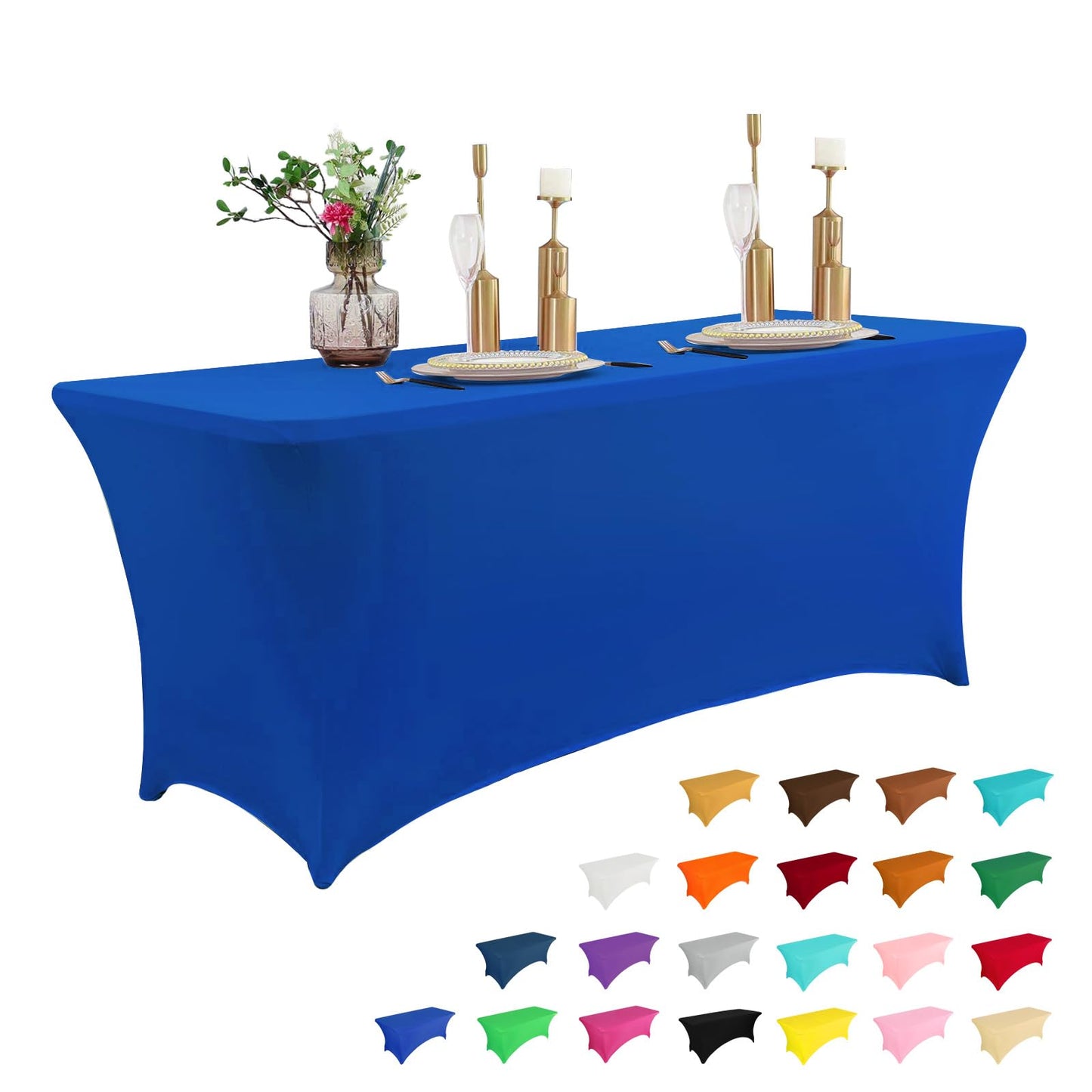 IVAPUPU 2 Pack 6FT Black Table Cloth for Rectangular Spandex Table Cover | Fitted Events Stretch Covers Washable Spandex Tablecloth Protector for Party, Wedding, Cocktail, Banquet, Festival