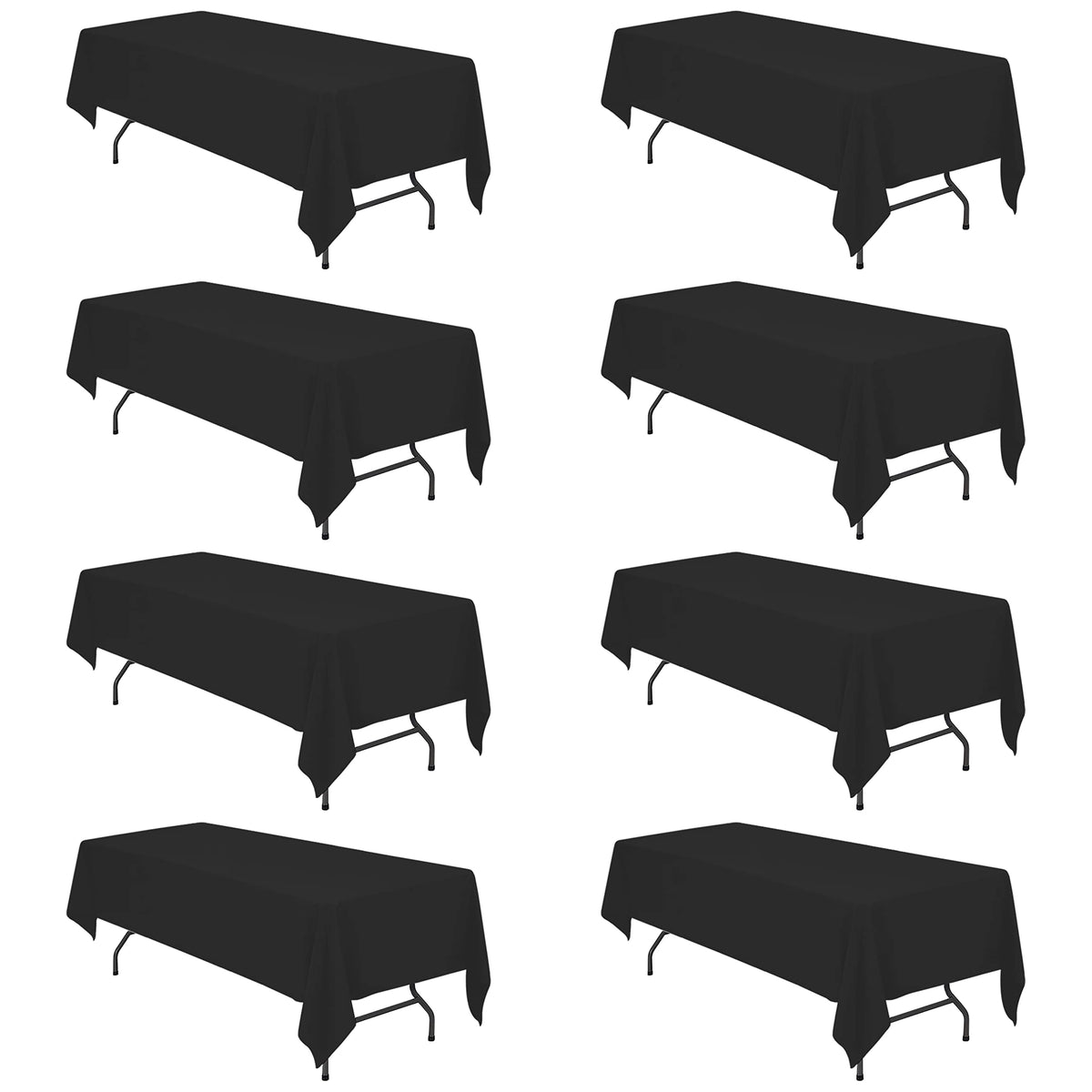 BRILLMAX 6 Pack Ivory Tablecloths 90x132 Inch for 6ft Rectangle Tables | 150 GSM Polyester Fabric, Floor Length Drop, Water, Stain & Wrinkle Resistant Cloth Cover for Wedding Reception Banquet Party