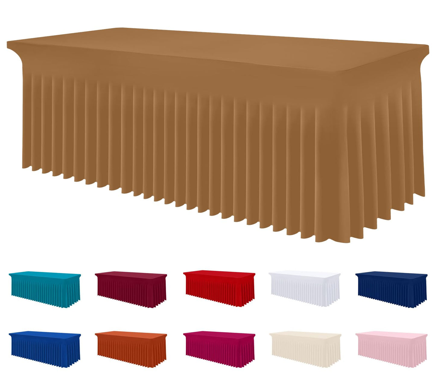 Smiry Spandex Elastic Fitted Table Cloth Skirt for 6FT Rectangle Table | Stretch Washable Table Cloth, Banquet Table Cover for Wedding, Party, Indoor & Trade Shows, (Black, 72Lx30Wx30H)