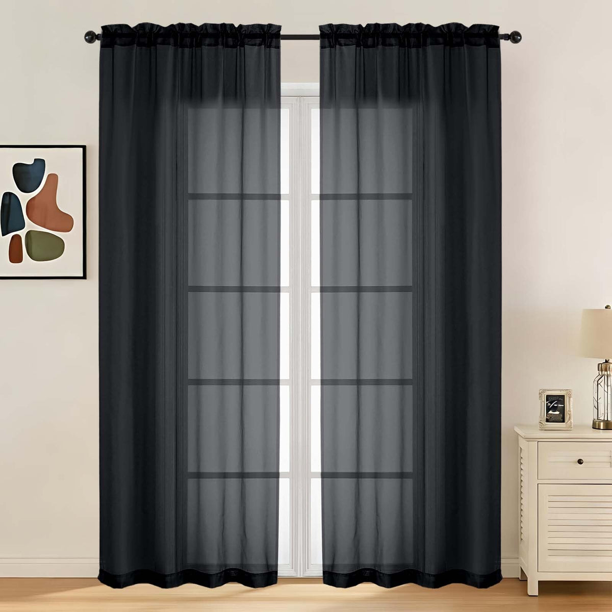 LIVEKID White Sheer Curtains 84 Inches Long 2 Panels - Light Filtering Breathable Voile Textured Sheer Curtains for Bedroom/Living Room, Rod Pocket Soft Elagant & Airy Solid Drapes, W42 x L84