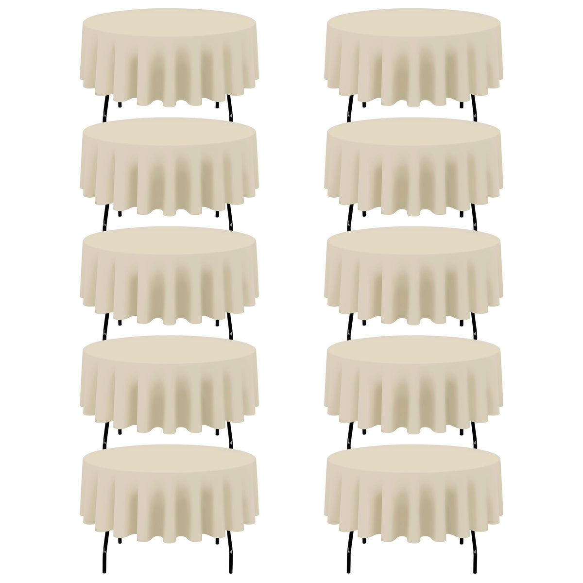 BRILLMAX 4 Pack Ivory Round Tablecloths 108 Inch for 48" Tables | 150 GSM Polyester Fabric, Floor Length Drop, Water, Stain & Wrinkle Resistant Cloth Cover for Wedding Reception Banquet Party