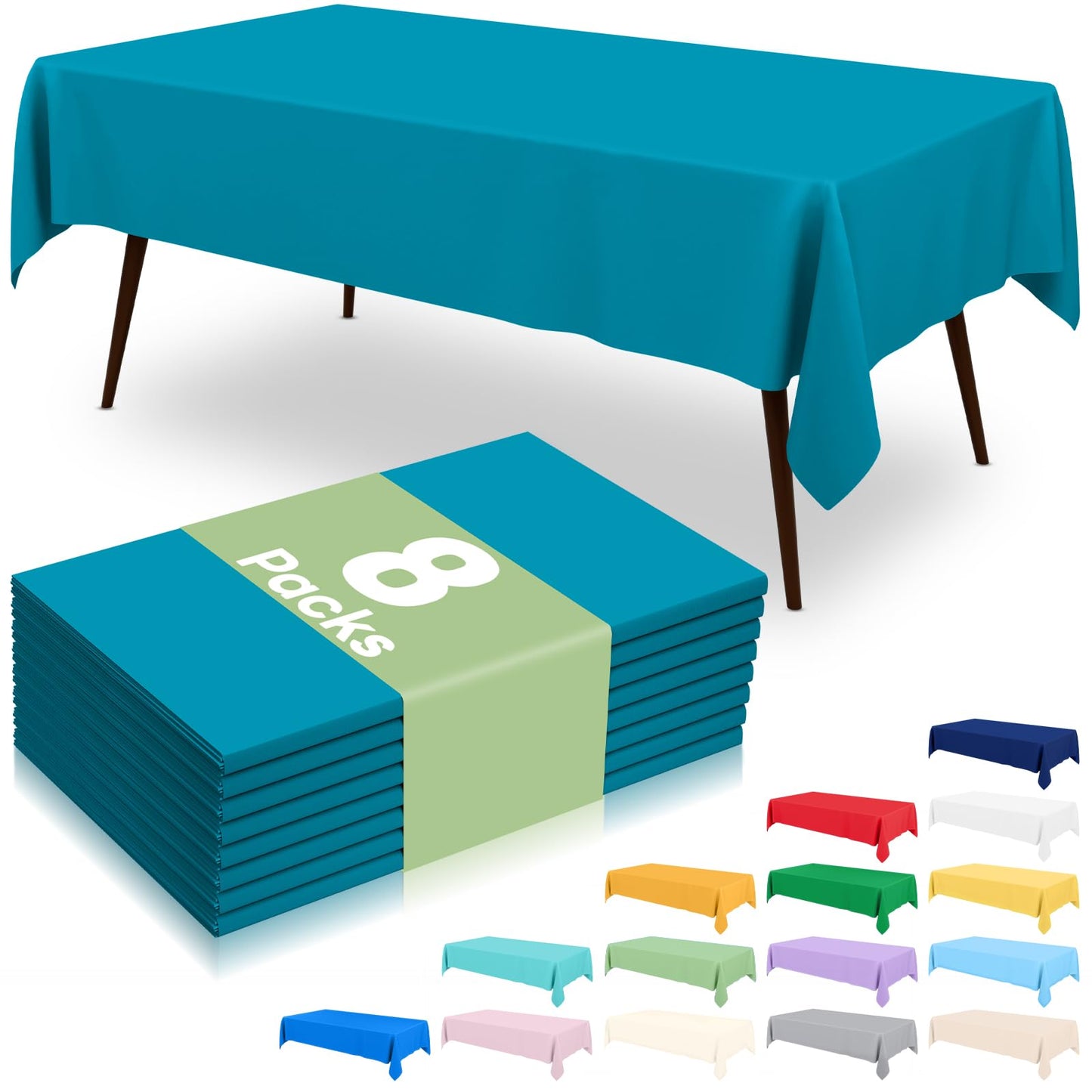 6 Packs Disposable Plastic Table Cloth, 54 x 108 Inch Waterproof Rectangle Tablecloth, Leakproof & Sturdy Decorative Table Covers for Party, Outdoor and Back to School, Black