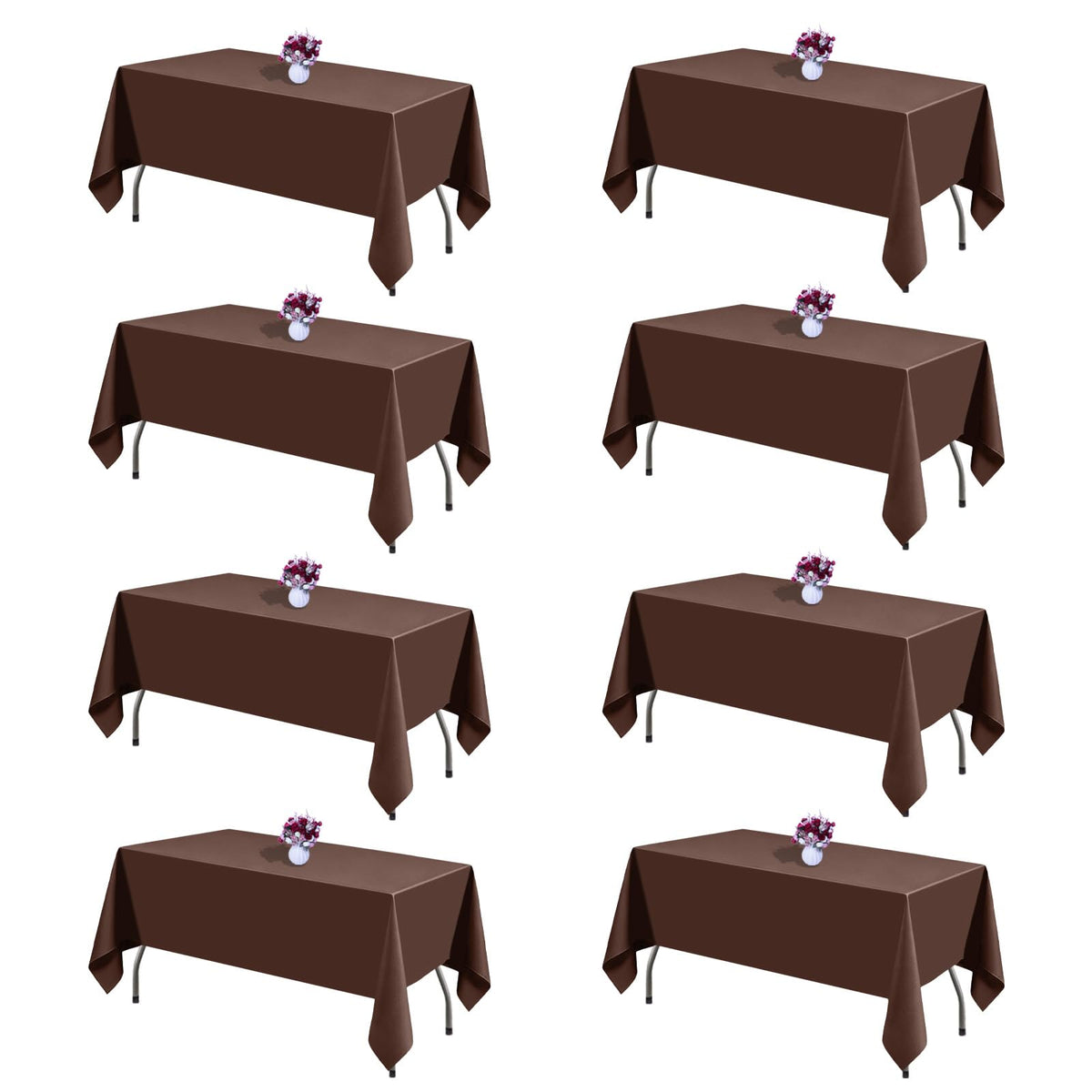 120 Inch White Round Tablecloth, 8 Pack | Wrinkle Resistant, For 4Ft-7Ft Round Table, Polyester Fabric, Washable Table Cloth, For Dining Wedding Party Buffet