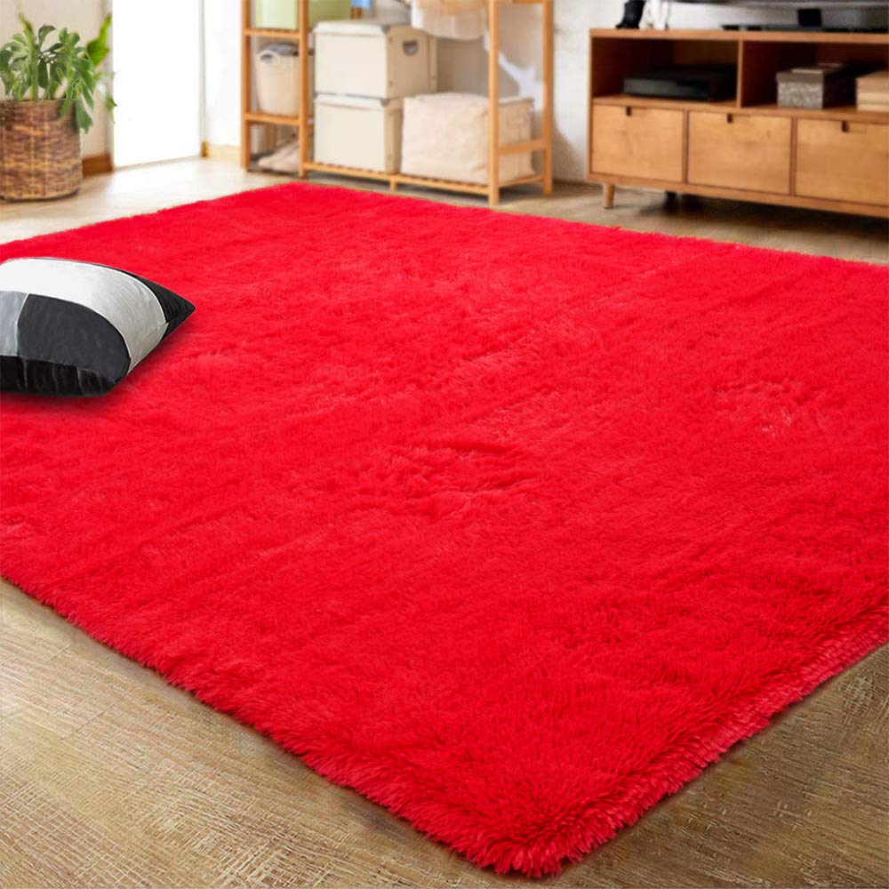 LOCHAS Area Rugs Fluffy Living Room Carpets for Kids Bedroom 6x9, Cream | Ultra Soft Indoor Modern Shaggy Rug for Dorm Nursery Boys Girls Home Decor