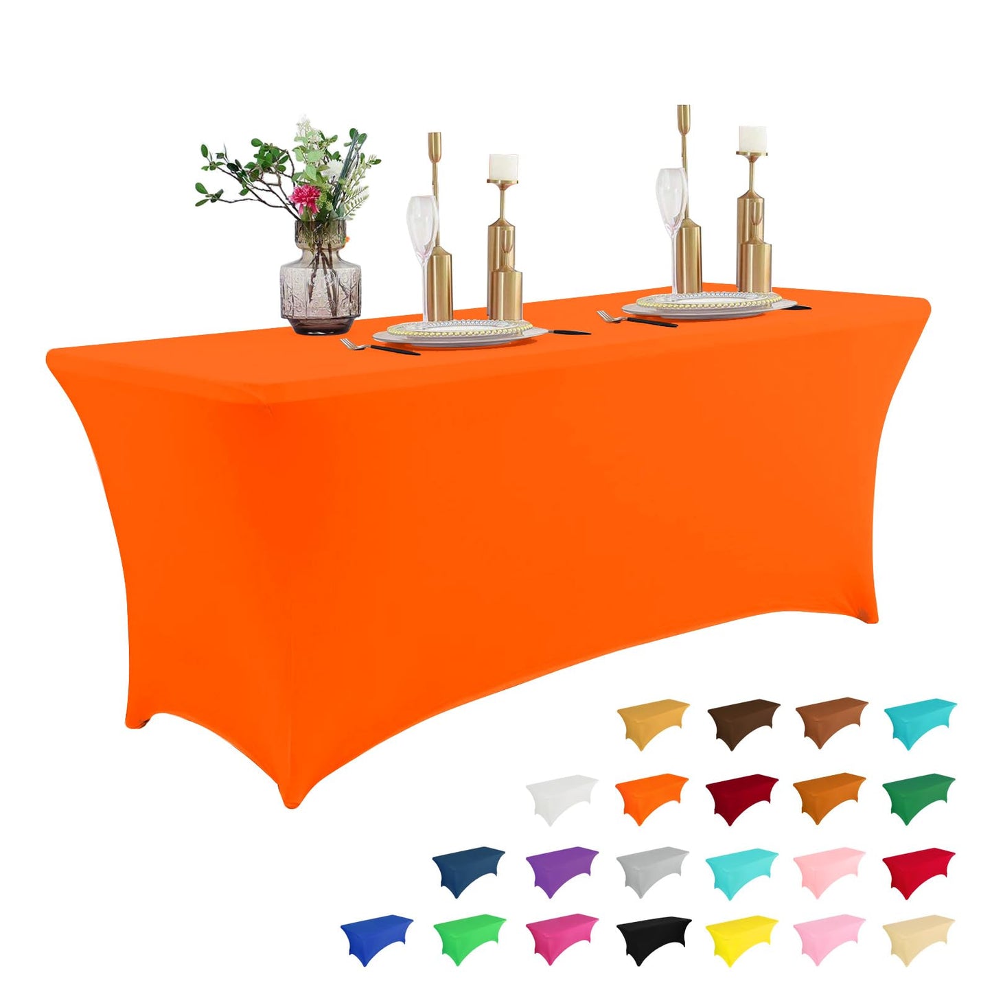 IVAPUPU 2 Pack 6FT Black Table Cloth for Rectangular Spandex Table Cover | Fitted Events Stretch Covers Washable Spandex Tablecloth Protector for Party, Wedding, Cocktail, Banquet, Festival