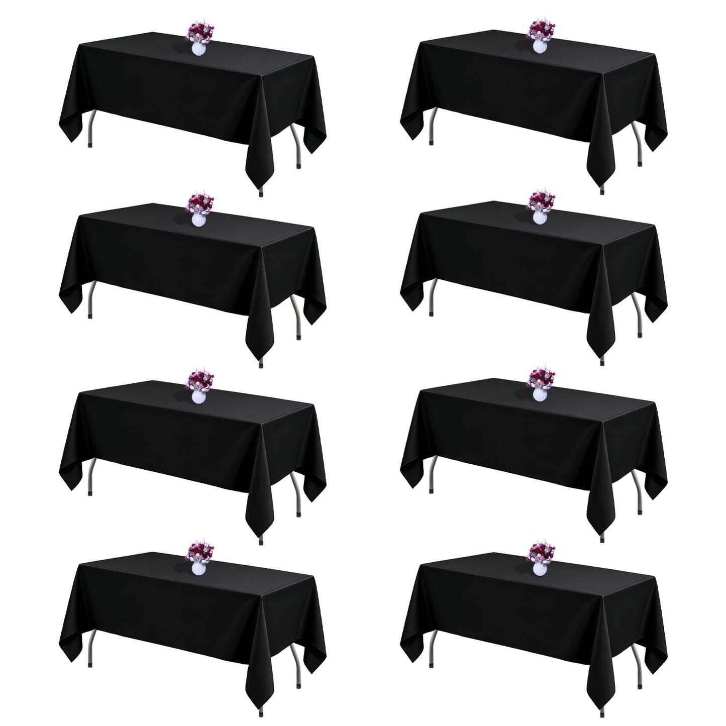 120 Inch White Round Tablecloth, 8 Pack | Wrinkle Resistant, For 4Ft-7Ft Round Table, Polyester Fabric, Washable Table Cloth, For Dining Wedding Party Buffet