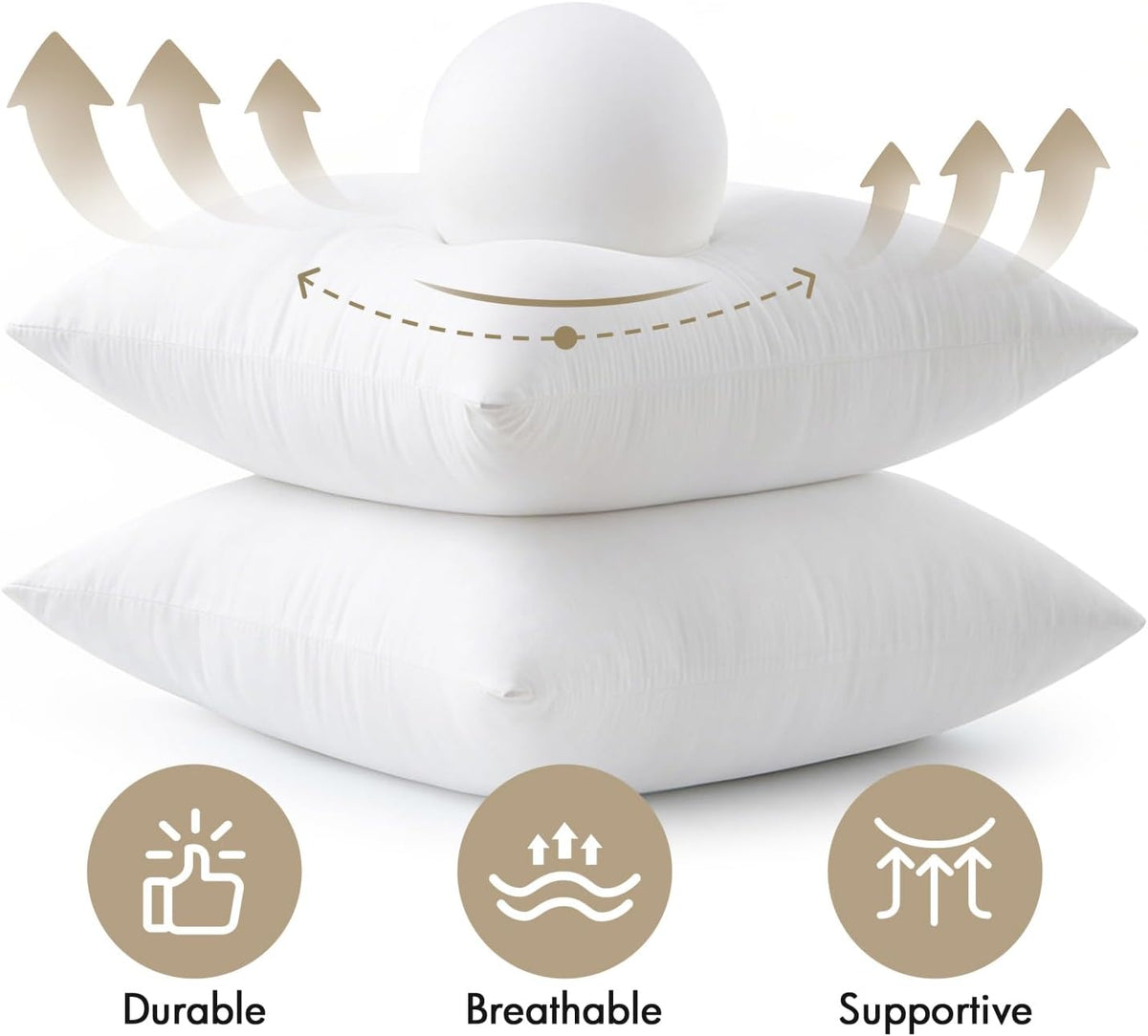 MIULEE 18x18 Pillow Inserts 4 Pack, 100% Virgin Fiber Filling Throw Pillows | Decorative Pillows for Sofa Bed Couch, Firm and Full Pillows, Excellent Support, Soft Brushed Fabric