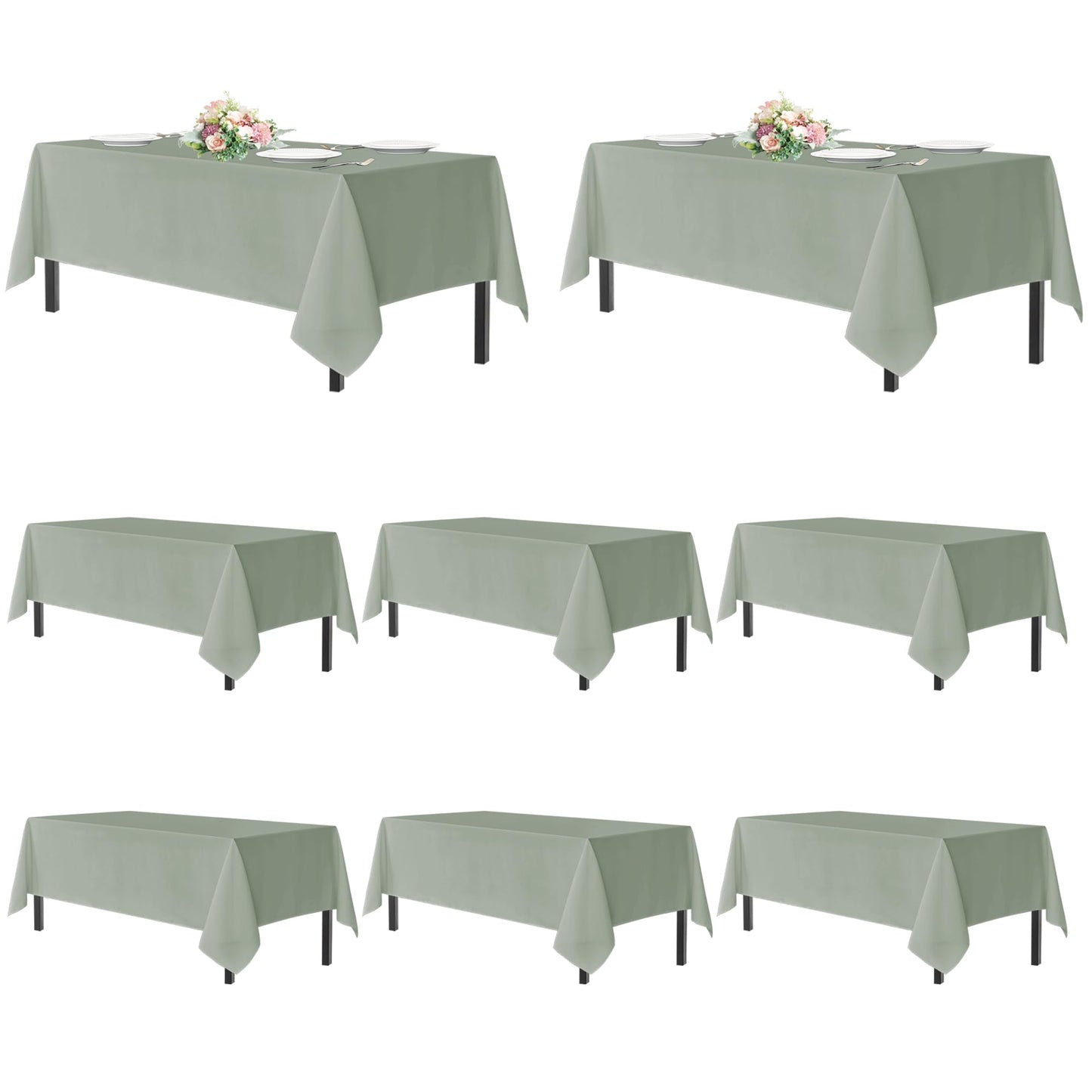 sancua 2 Pack White Table Cloth 60x102 Inch for 6 Feet Rectangle Tables | Stain and Wrinkle Resistant Washable Polyester Tablecloth Cover for Dining Tables, Wedding Buffet Parties and Camping