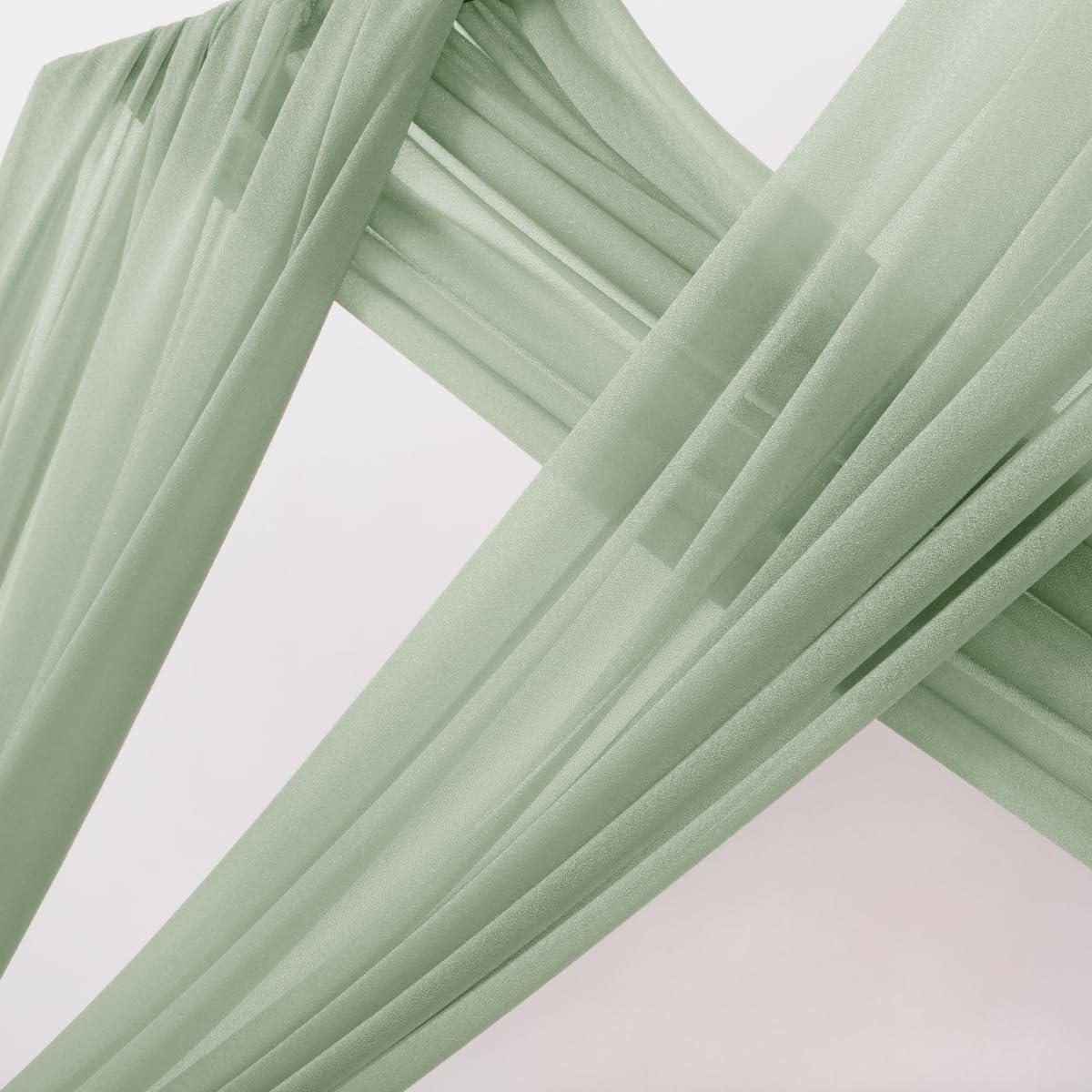 Sheer Gauze Wedding Arch Draping Fabric 29" x 20 FT 4 Panel Sage Green | Shimmery Gauze Drapes, Airy Backdrop Curtains, 6.6 Yard Outdoor Drapery Panels, Photo Background, Wedding Church Events Decor