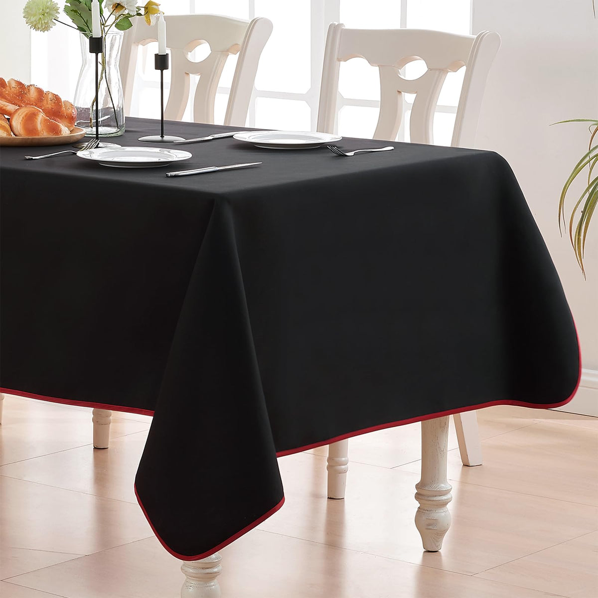 BALCONY & FALCON Rectangle Table Cloth Waterproof Beige 156"x90" | Rectangular Washable Wrinkle Resistant Table Cloth Linen Fabric Tablecloths for Dining Party Kitchen Wedding and Outdoor Use