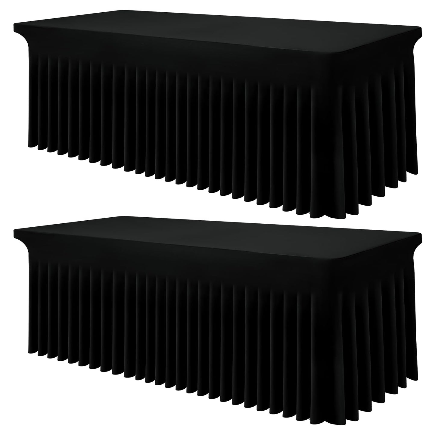 Smiry Spandex Elastic Fitted Table Cloth Skirt for 6FT Rectangle Table | Stretch Washable Table Cloth, Banquet Table Cover for Wedding, Party, Indoor & Trade Shows, (Black, 72Lx30Wx30H)