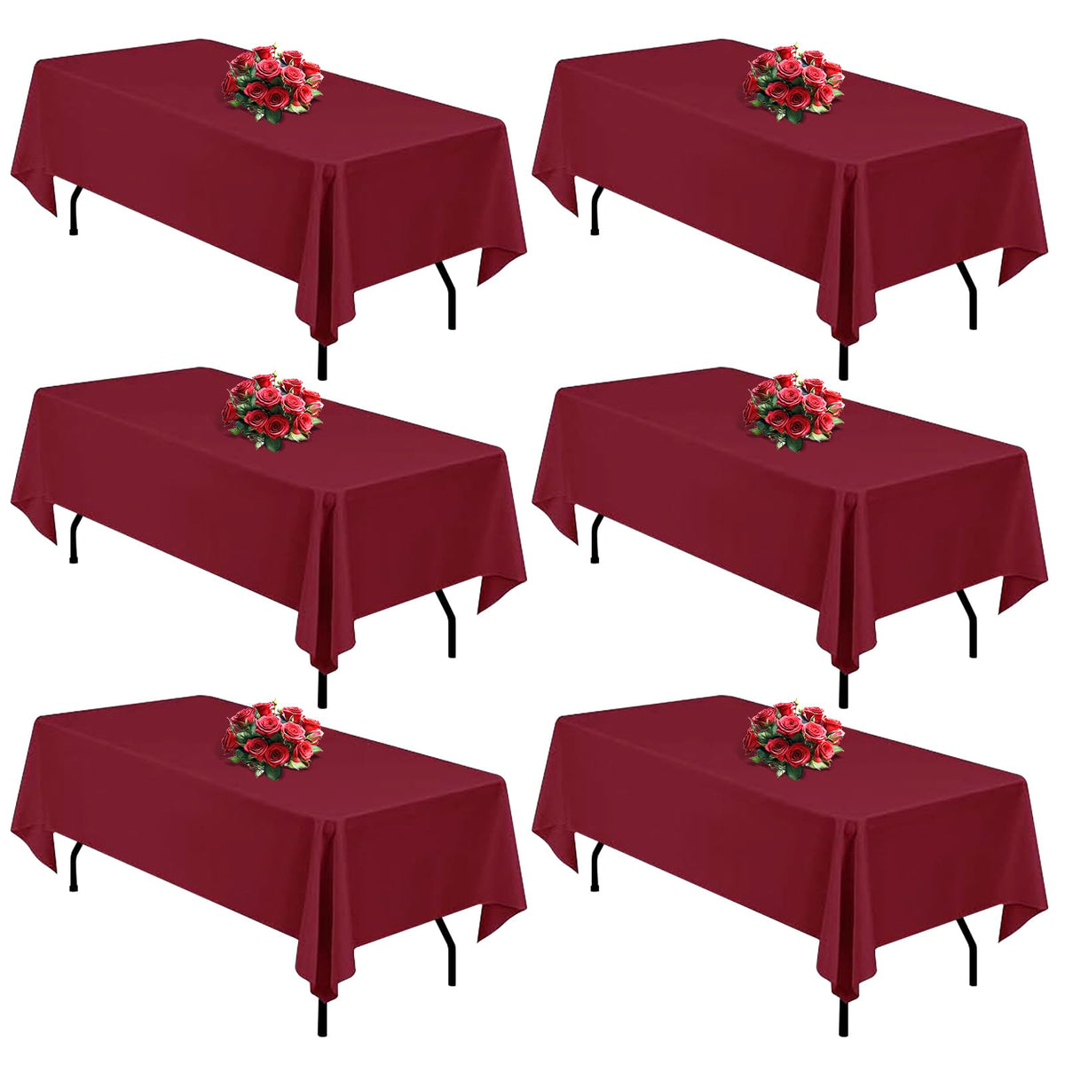 FINDYOU 10 Pack White Table Cloth Rectangle Table 60 x 102 Inch Tablecloths for 6 Foot Rectangle Tables. Stain and Winkle Resistant Polyester Washable White TableCloths for Parties Wedding Dining