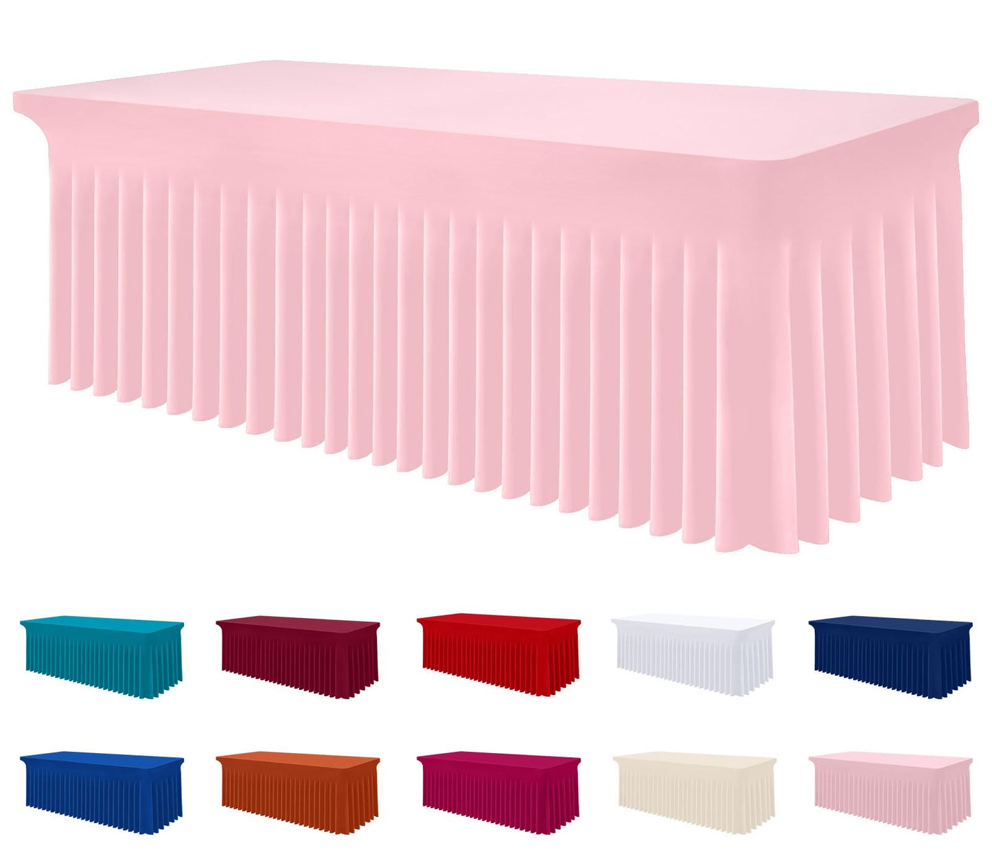 Smiry Spandex Elastic Fitted Table Cloth Skirt for 6FT Rectangle Table | Stretch Washable Table Cloth, Banquet Table Cover for Wedding, Party, Indoor & Trade Shows, (Black, 72Lx30Wx30H)