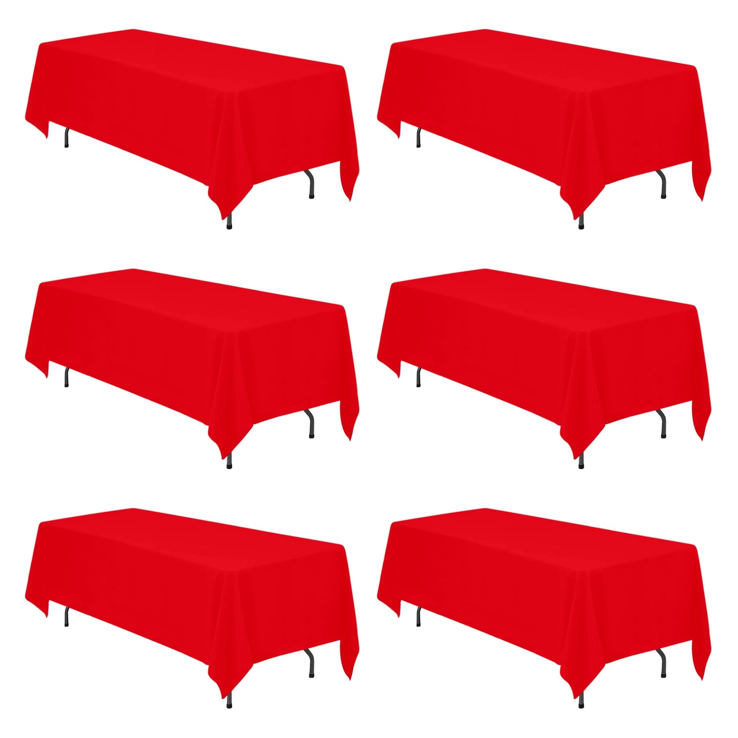 BRILLMAX 6 Pack Ivory Tablecloths 90x132 Inch for 6ft Rectangle Tables | 150 GSM Polyester Fabric, Floor Length Drop, Water, Stain & Wrinkle Resistant Cloth Cover for Wedding Reception Banquet Party