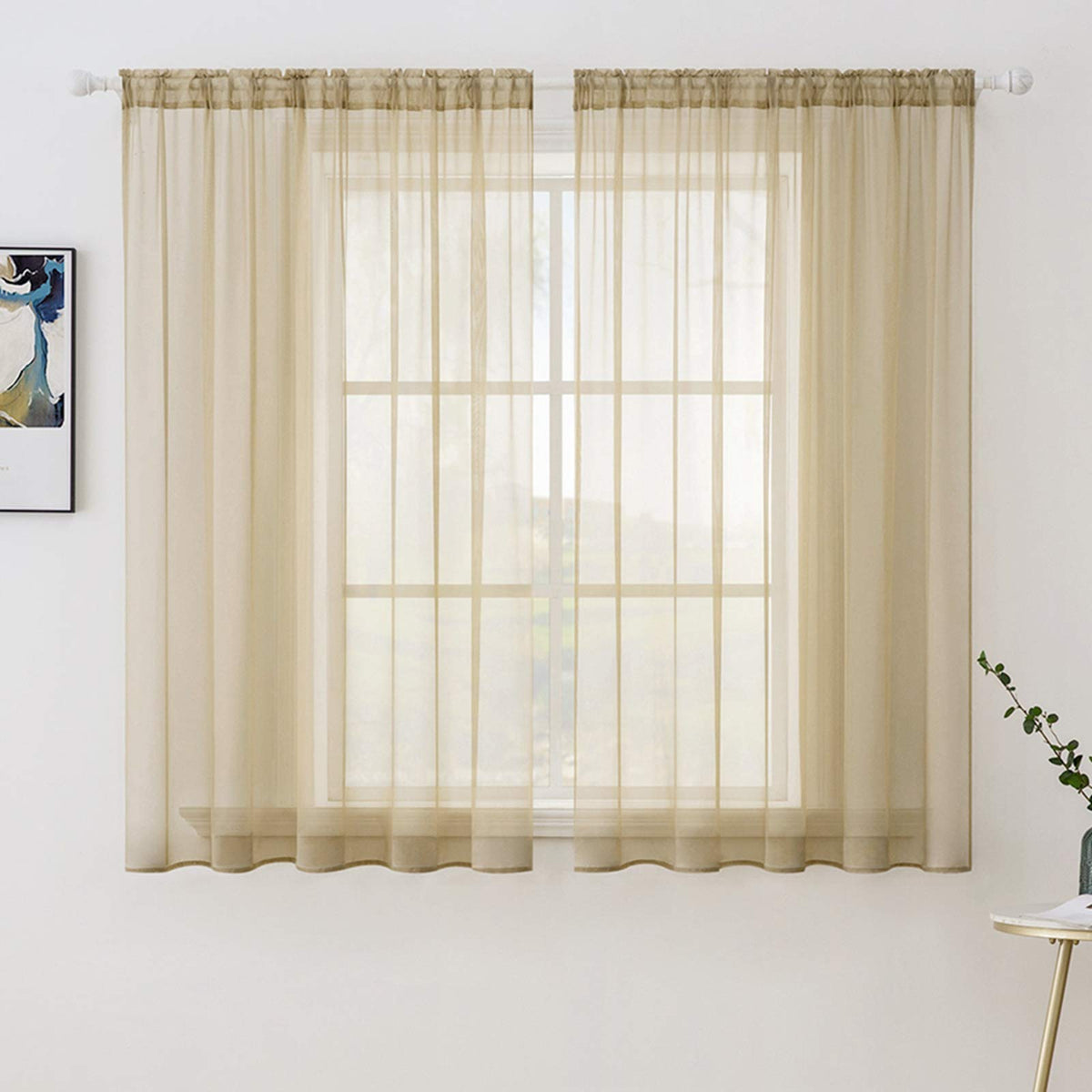 MIULEE 2 Panels White Sheer Curtains for Living Room 54 X 84 Inches | Window, Solid Color, Elegant Window Voile Panels, Bedroom, Living Room, Drapes, Treatment