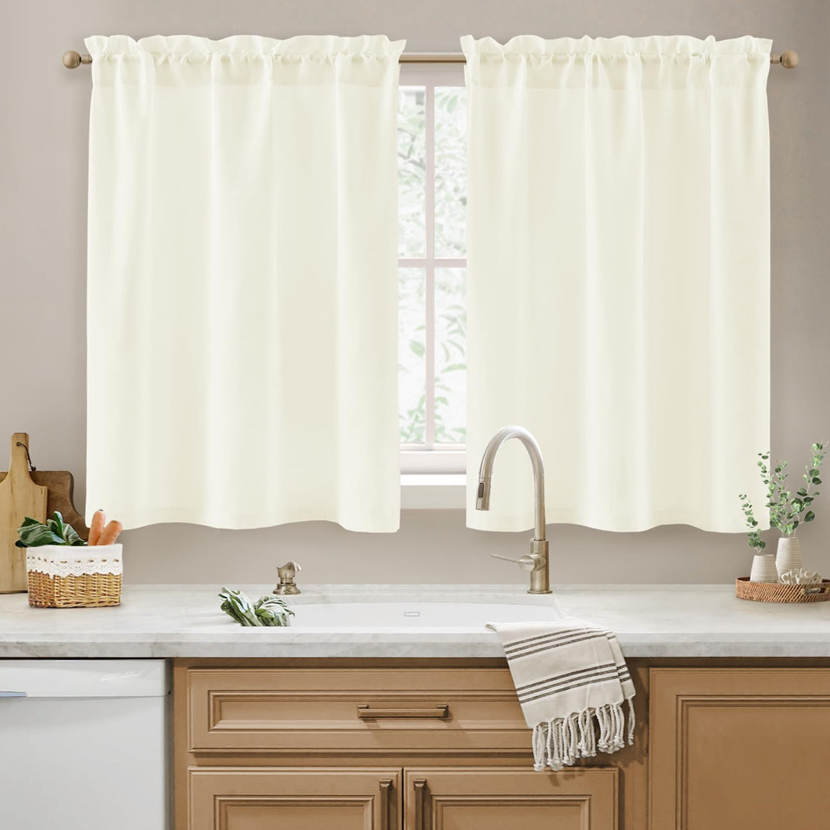 HOMEIDEAS Non-See-Through White Privacy Semi Sheer Curtains 84 Inches Long 2 Panels Set Light Filtering Curtains for Living Room Bedroom Drapes,W52xL84
