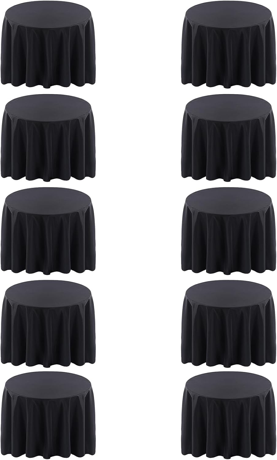 Surmente 10 Pack 132 Inch Black Tablecloths for Round Tables | Dining Table Cover Protector, Wrinkle Free, Washable Polyester Fabric, Round Table Cloth for Wedding, Banquet, Restaurant