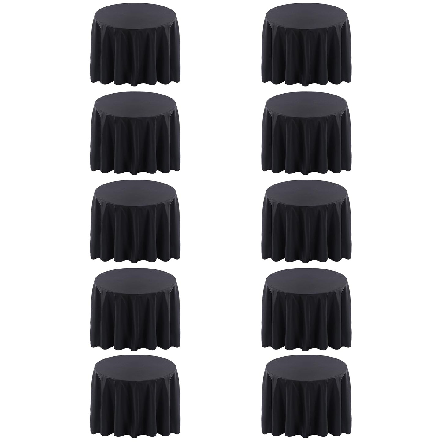 Surmente 10 Pack 132 Inch Black Tablecloths for Round Tables | Dining Table Cover Protector, Wrinkle Free, Washable Polyester Fabric, Round Table Cloth for Wedding, Banquet, Restaurant