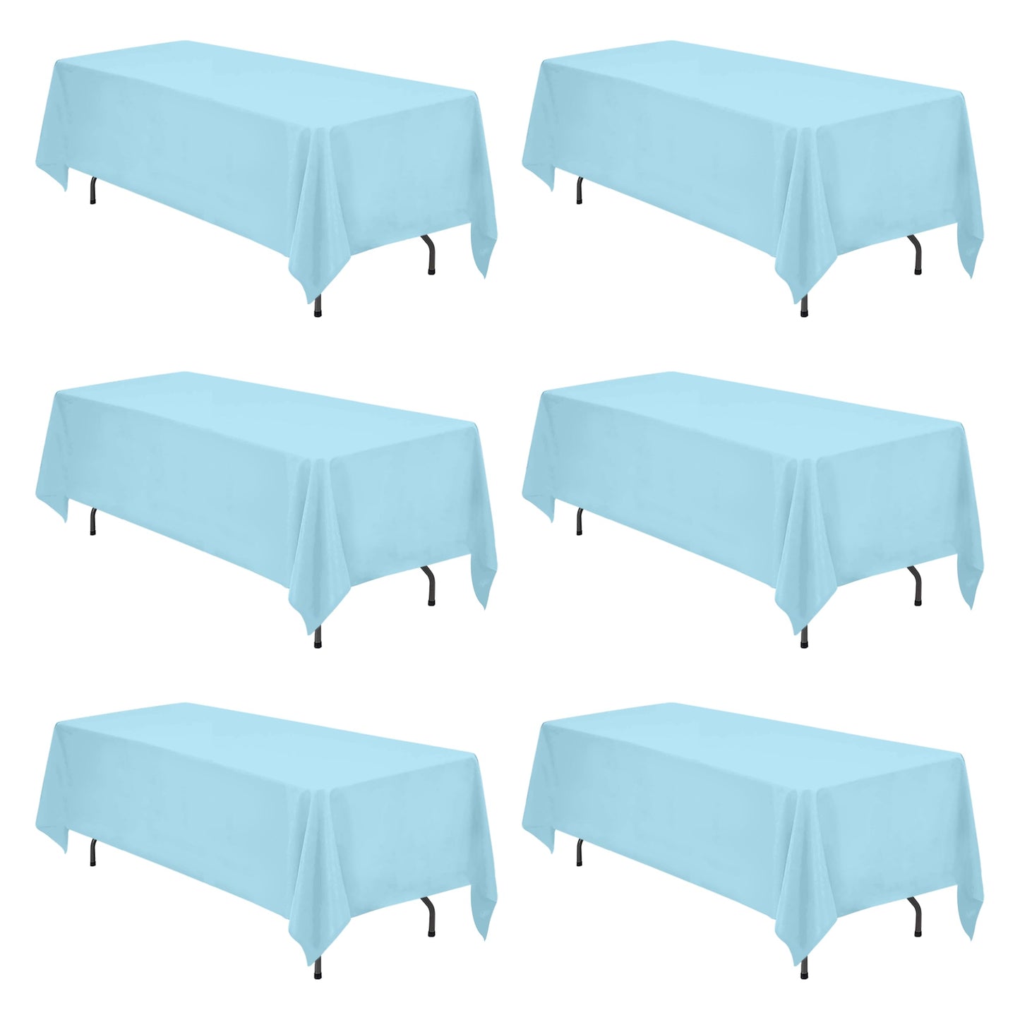BRILLMAX 6 Pack Ivory Tablecloths 90x132 Inch for 6ft Rectangle Tables | 150 GSM Polyester Fabric, Floor Length Drop, Water, Stain & Wrinkle Resistant Cloth Cover for Wedding Reception Banquet Party